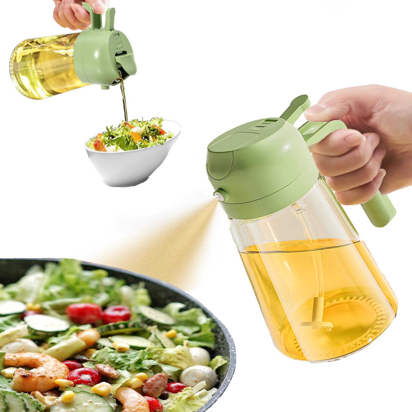 NIKKIER Oil Sprayer for Cooking,470ml Olive Oil Spritzer,Oil Sprayer for Air Fryer, Salad,BBQ,Roasting