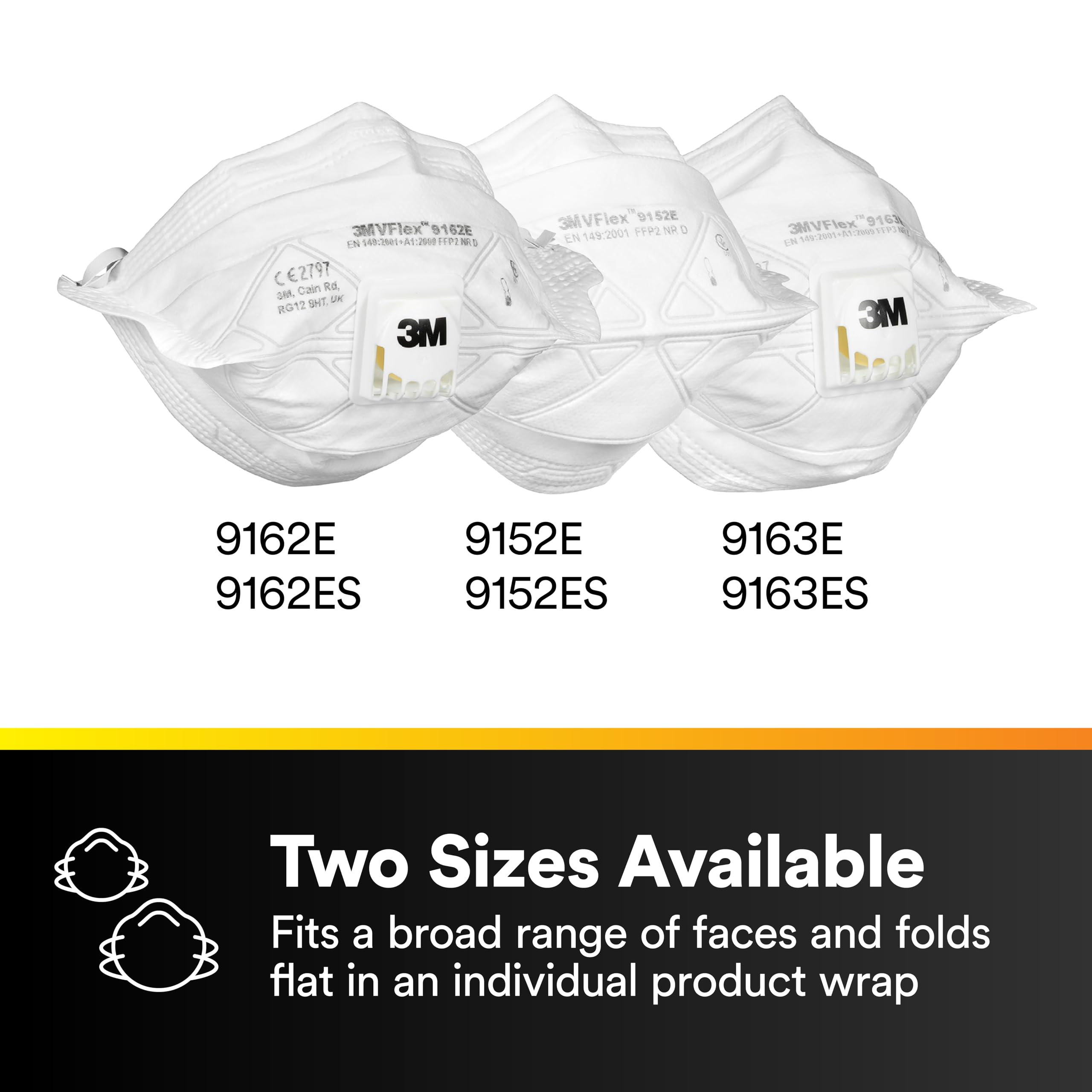 3M N95 Disposable Respirator, VFlex Particulate Respirator 9105, Pack of 50, Standard Size, NIOSH Approved, For Sweeping, Sanding, Grinding, Sawing, Bagging, Dust