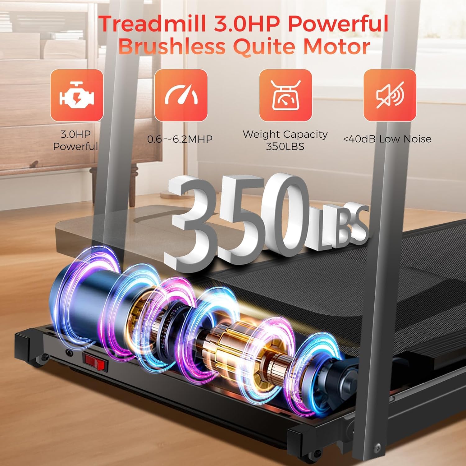 ApexNexus Treadmill with Handles, Portable Small Treadmills for Home and Office, 3.0HP Folding Walking Pad with 300 lbs Capacity, Cup Holder, LED Display and 12 Preset Programs