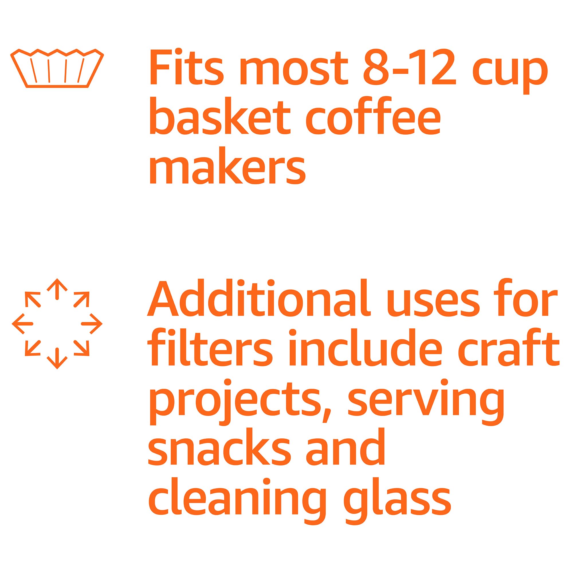 Amazon Basics Basket Coffee Filters for 8-12 Cup Coffee Makers, White, 200 Count