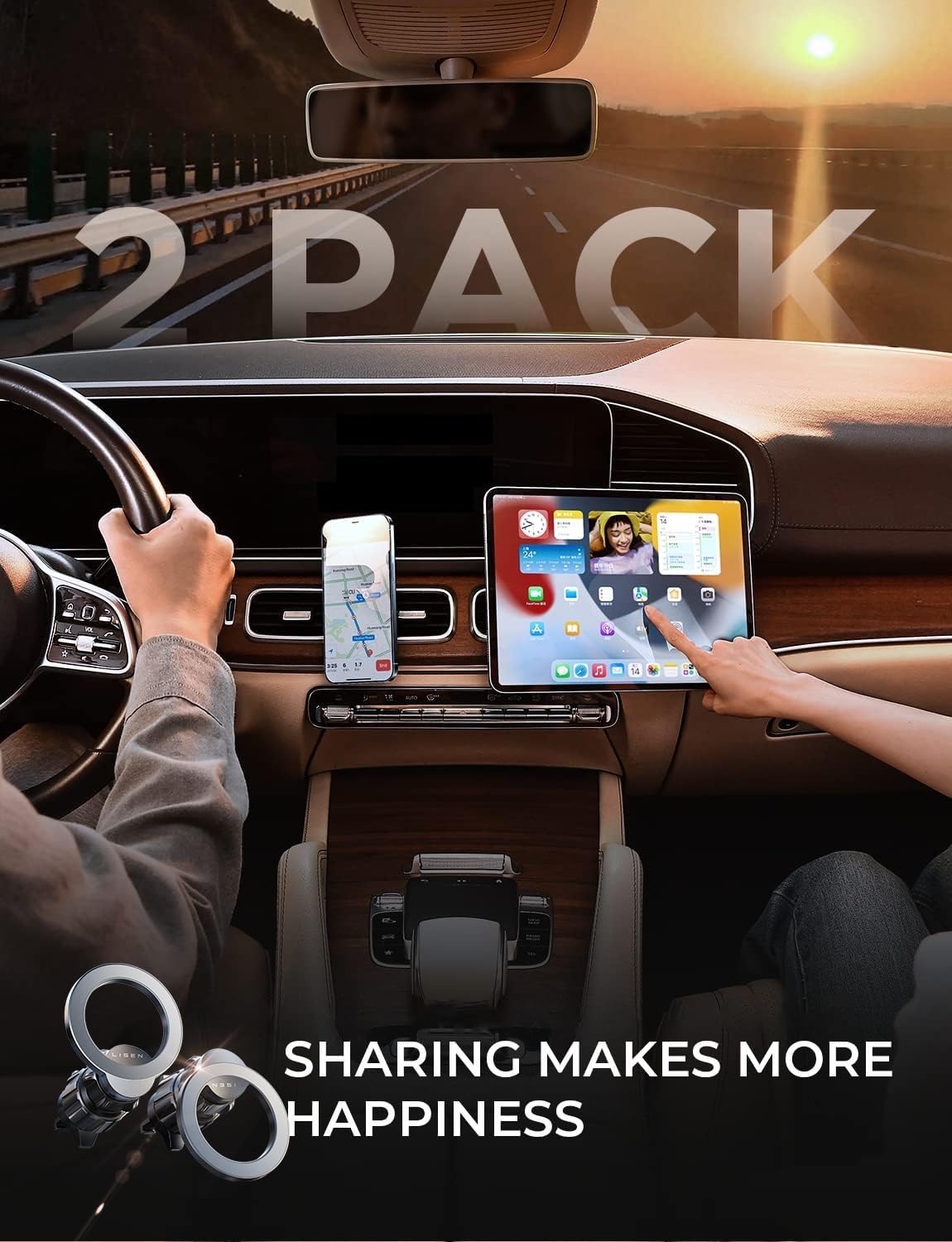 LISEN 2 Pack Fits MagSafe Car Mount, Magnetic Phone Holder [24 Super Magnets] Vent Phone Mount, Hands Free MagSafe Car Accessories for iPhone 16 15 14 13 Pro Max Plus Mag Safe Case, Green