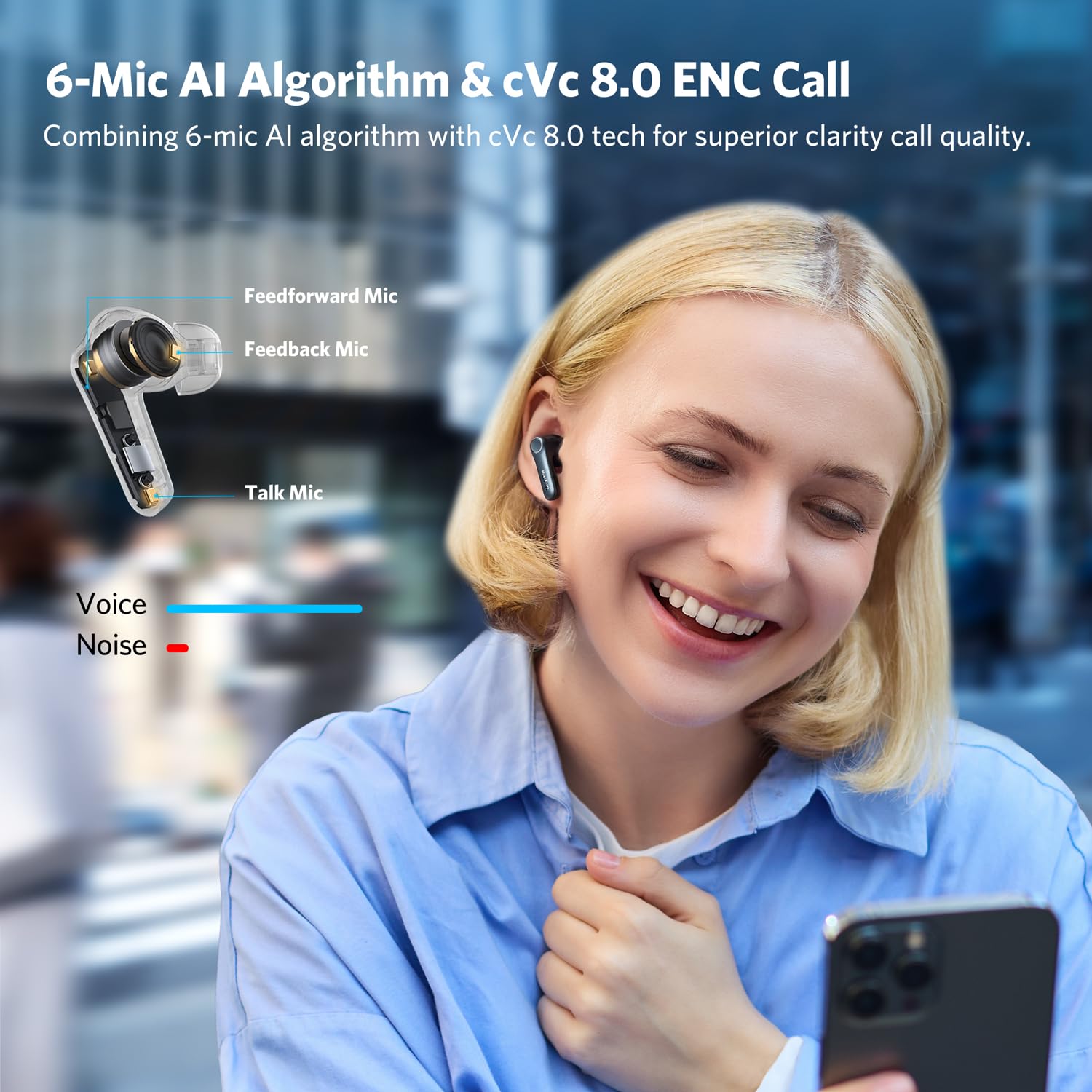 EarFun Air Pro 4 Adaptive Hybrid Noise Canceling Wireless Earbuds, Qualcomm Snapdragon Sound, aptX™ Lossless, 6 Mics AI CVC 8.0 Call, LDAC Hi-Res Audio, 52H Playtime, Bluetooth 5.4, in-Ear Detection