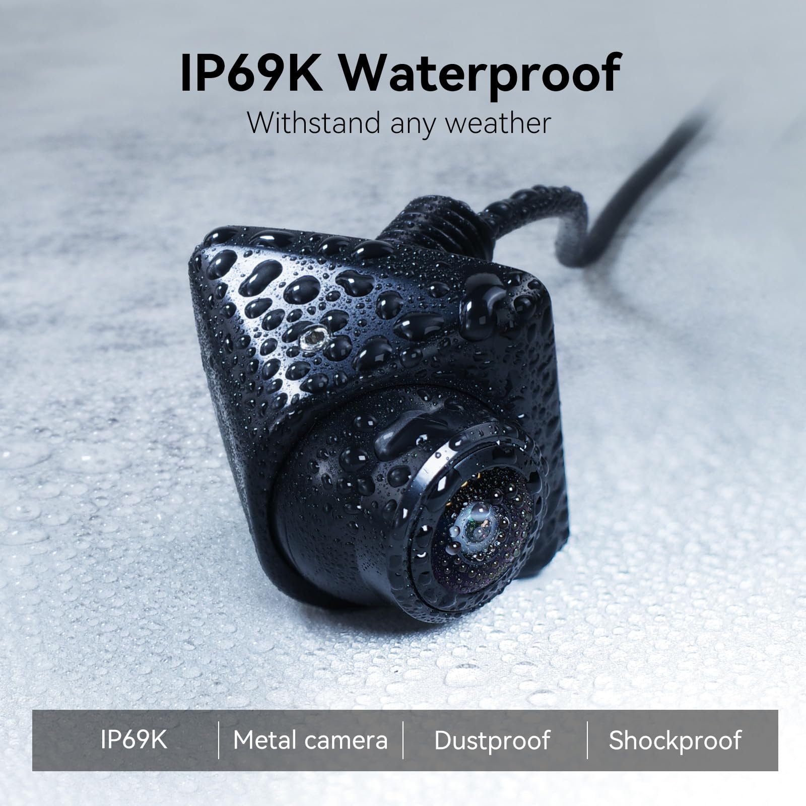 eRapta HD Backup Camera 360°Rotatable Metal Rear Front Side Reverse Camera Universal for Pickup Truck Car SUV 149°Perfect Angle Night Vision IP69K Level Waterproof ADXT
