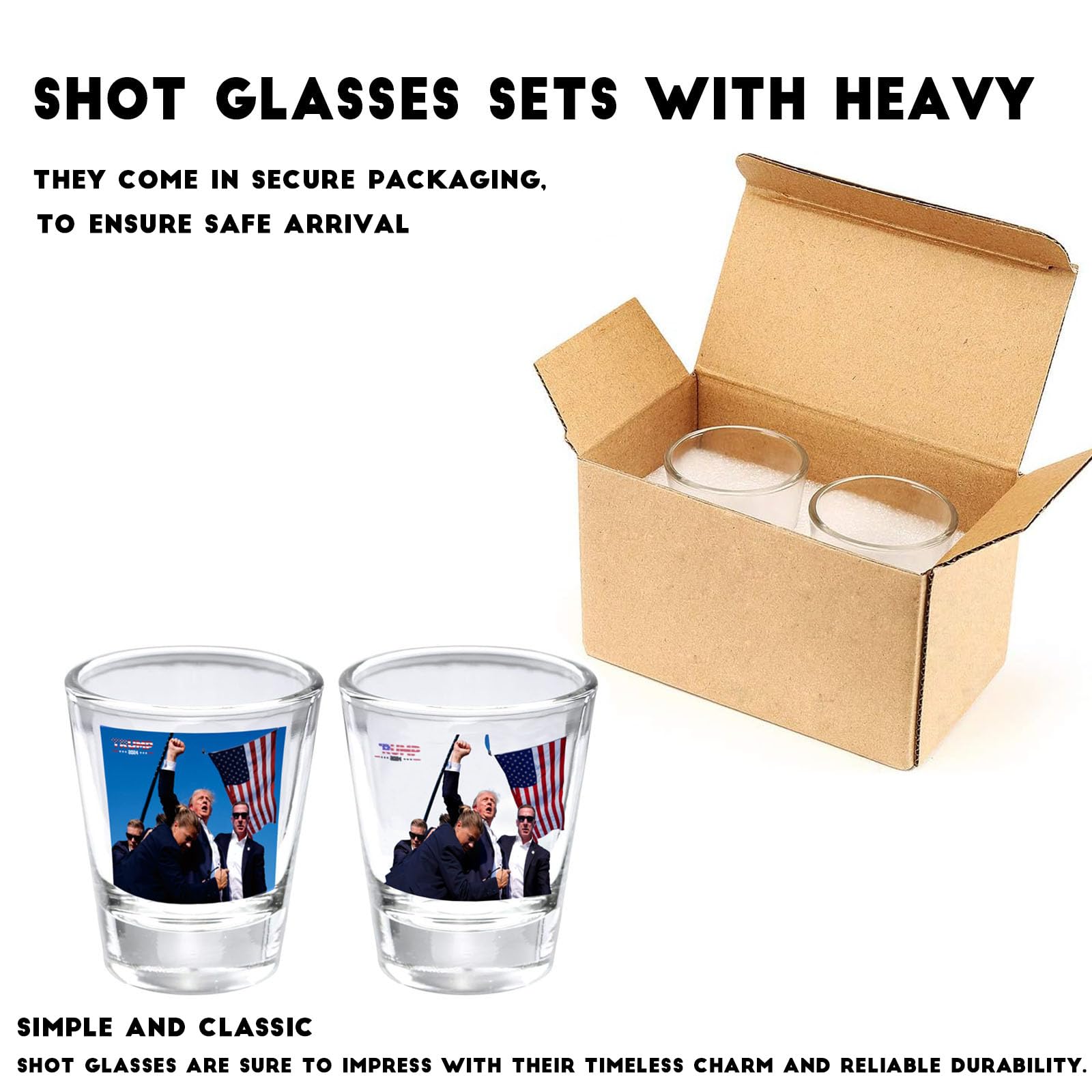 Mr.Ma Rich 2 Pack Trump Shot Glass, Take a Shot for Trump Shot Glasses Set, Donald Trump Shot Glasses, Trump Glassware, Trump Shot, Trump Assassination Fist Pump Fight You Shot Glass (2oz)