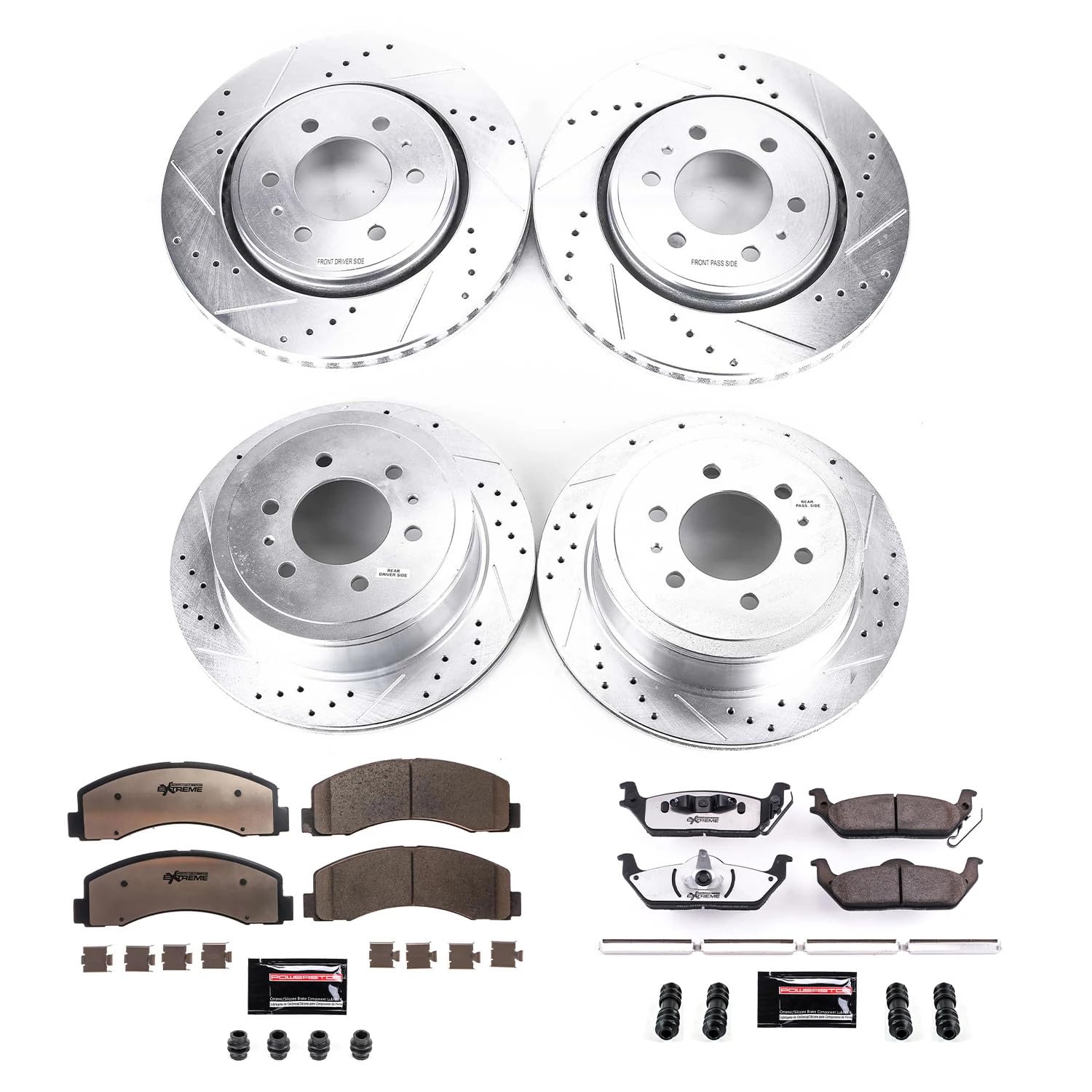 Power Stop Brake Kit For 2010 2011 Ford F150 6Lug - Front and Rear Z36 Truck & Tow, Carbon Fiber Ceramic Brake Pads and Drilled and Slotted Brake Rotors Rreplacement, K3166-36