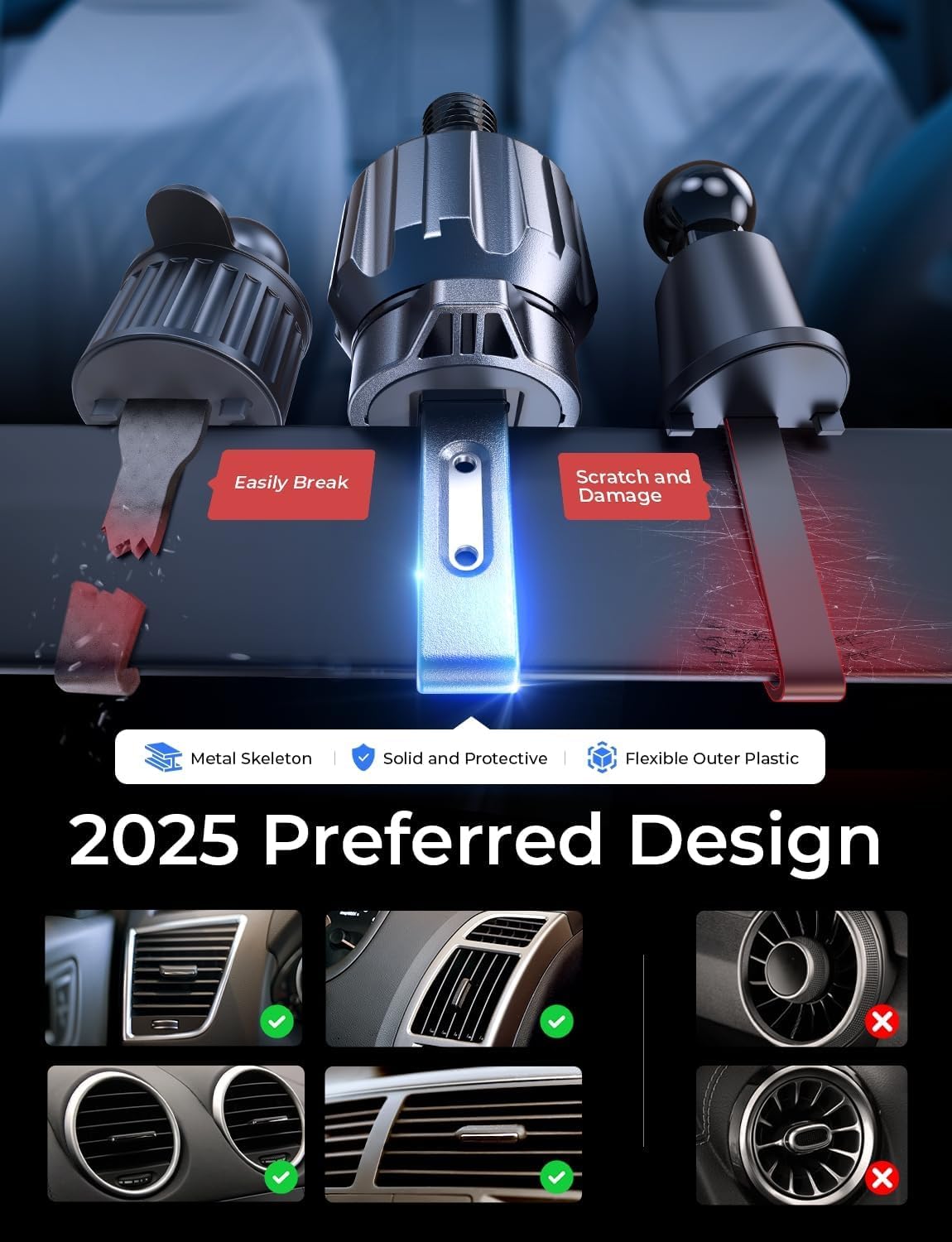 LISEN 15W MagSafe Car Mount Charger, [Stable & Fast Charging] Magnetic Wireless Car Charger, Car Phone Holder Charger Fits iPhone 17 Pro Max Air 16-12,Pixel 10, Samsung S25/S24 with MagSafe Case