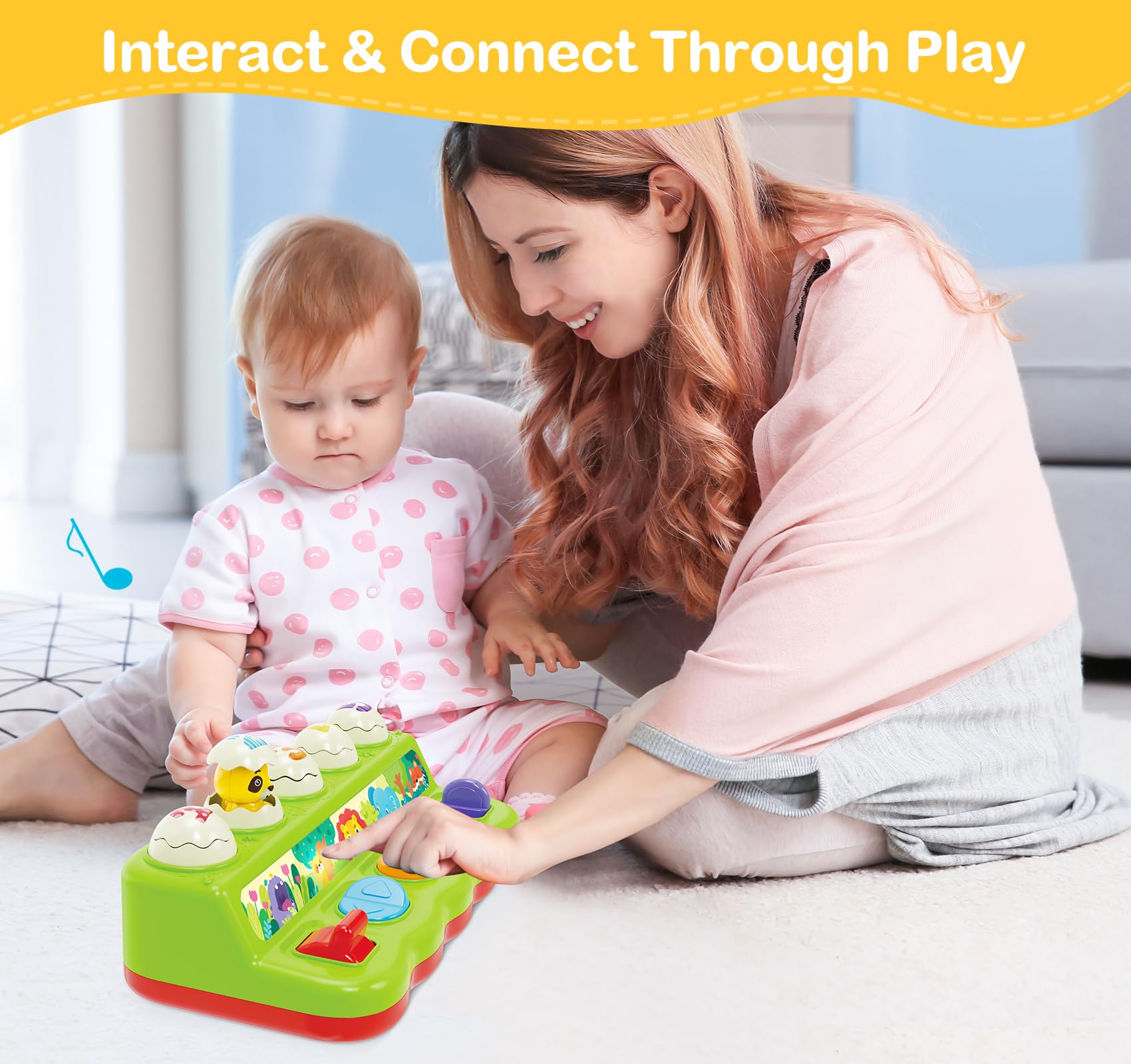 Baby Toys 6 to 12 Months, Musical Pop-Up Cause and Effect Toys with Light & Music for 12-18 Months, Learning Educational Infant Toys for Toddler Boy Girl 7 8 9 10 11 Month 1-2 Year Old Gift