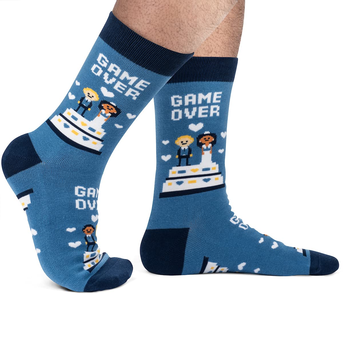 Lavley Funny Wedding Socks For Men and Women - Gifts For Groom, Groomsmen, Bride, Bridesmaids and Wedding Party (Game Over)