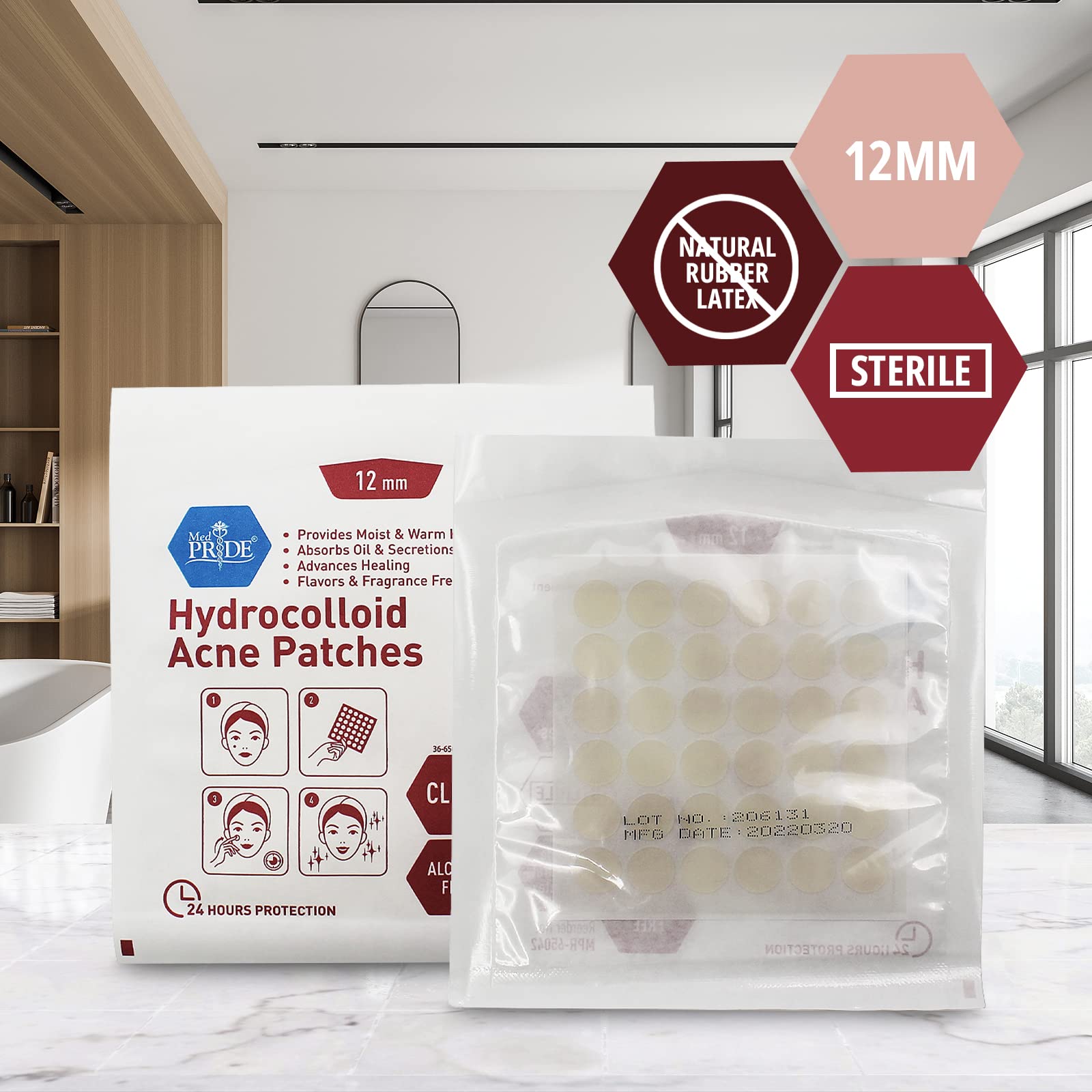 MED PRIDE Hydrocolloid Acne Patches [Pack of 72] - Sterile Pimple Patches For Face & Body Zits- Absorbent Acne Stickers To Reduce Pus, Oil & Swelling- Clear, Alcohol-Free Overnight Spot Patches