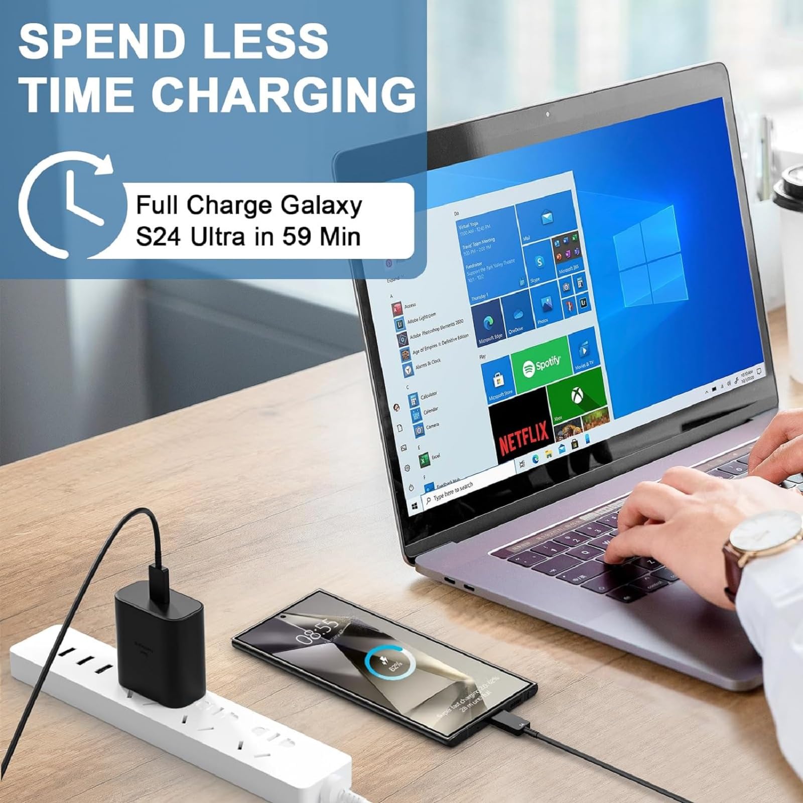 Samsung Charger Super Fast Charging 45W USB C Charger 6FT Super Fast Charger for Samsung Galaxy S24 S23 S22 S21 Ultra Plus FE Galaxy Tab S9 ZFold6 Z Flip6 Note20 A55 A15 i Phone 16/15 Google Pixel 9/8