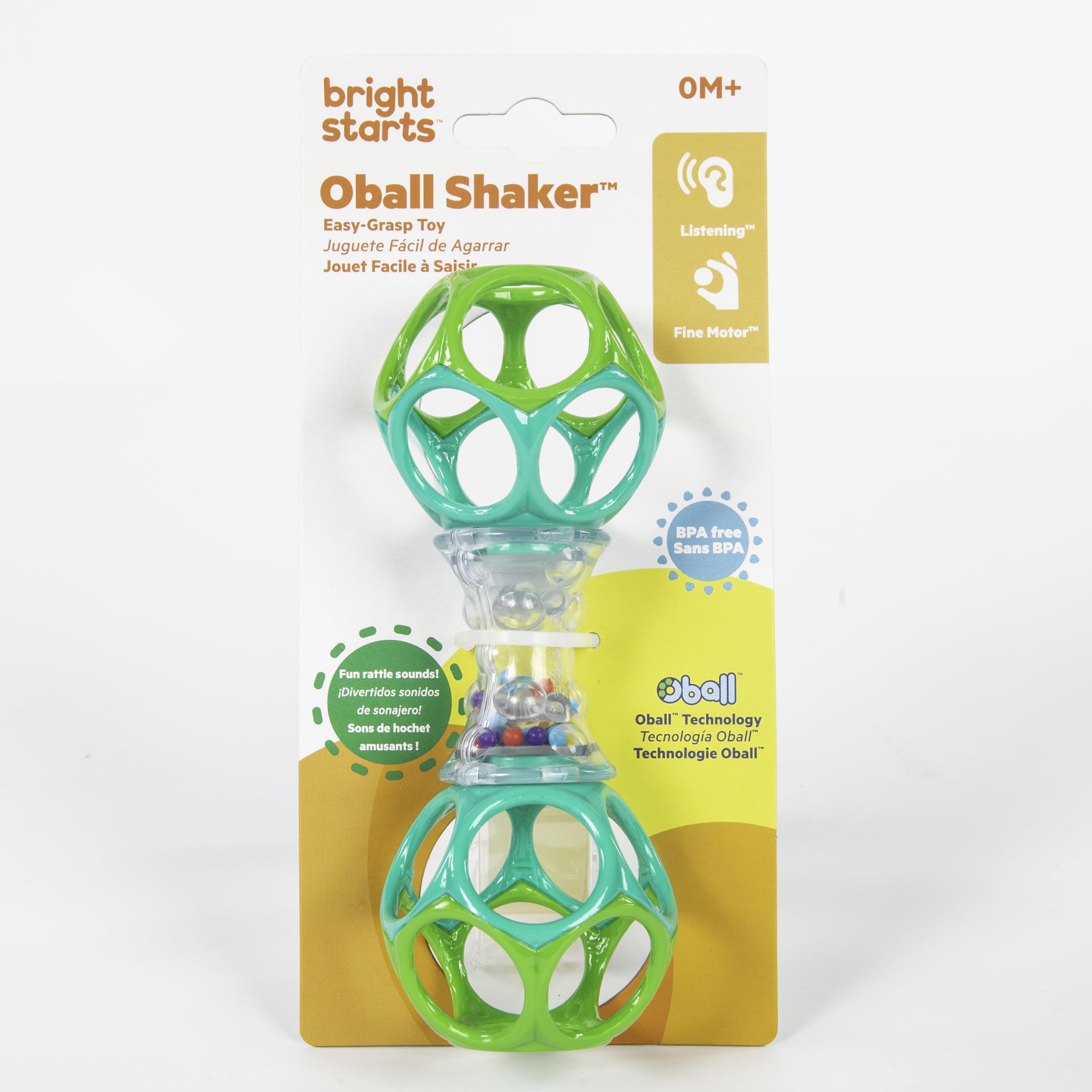 Bright Starts Oball Shaker Rattle Toy, Ages Newborn Plus