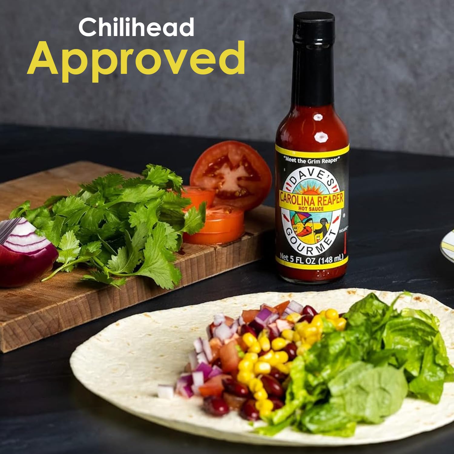 Dave's Gourmet Carolina Reaper Hot Sauce - Insanely Hot & Bold Flavor - Carolina Hot Pepper - Ideal for Tacos, Wings, Marinades & More - Gluten Free Hot Sauce - 5oz Bottles (Pack of 2)