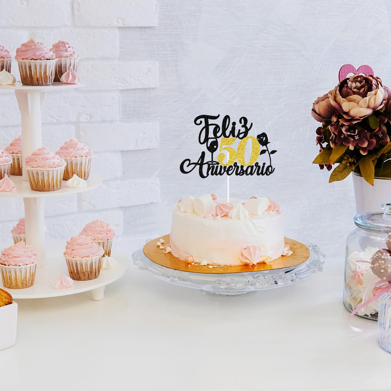 Spanish Feliz 50 Anniversario Cake Topper, Happy 50th Anniversary, We Still Do, Cheers to 50 Years, Happy 50th Weeding Anniversary Party Decorations