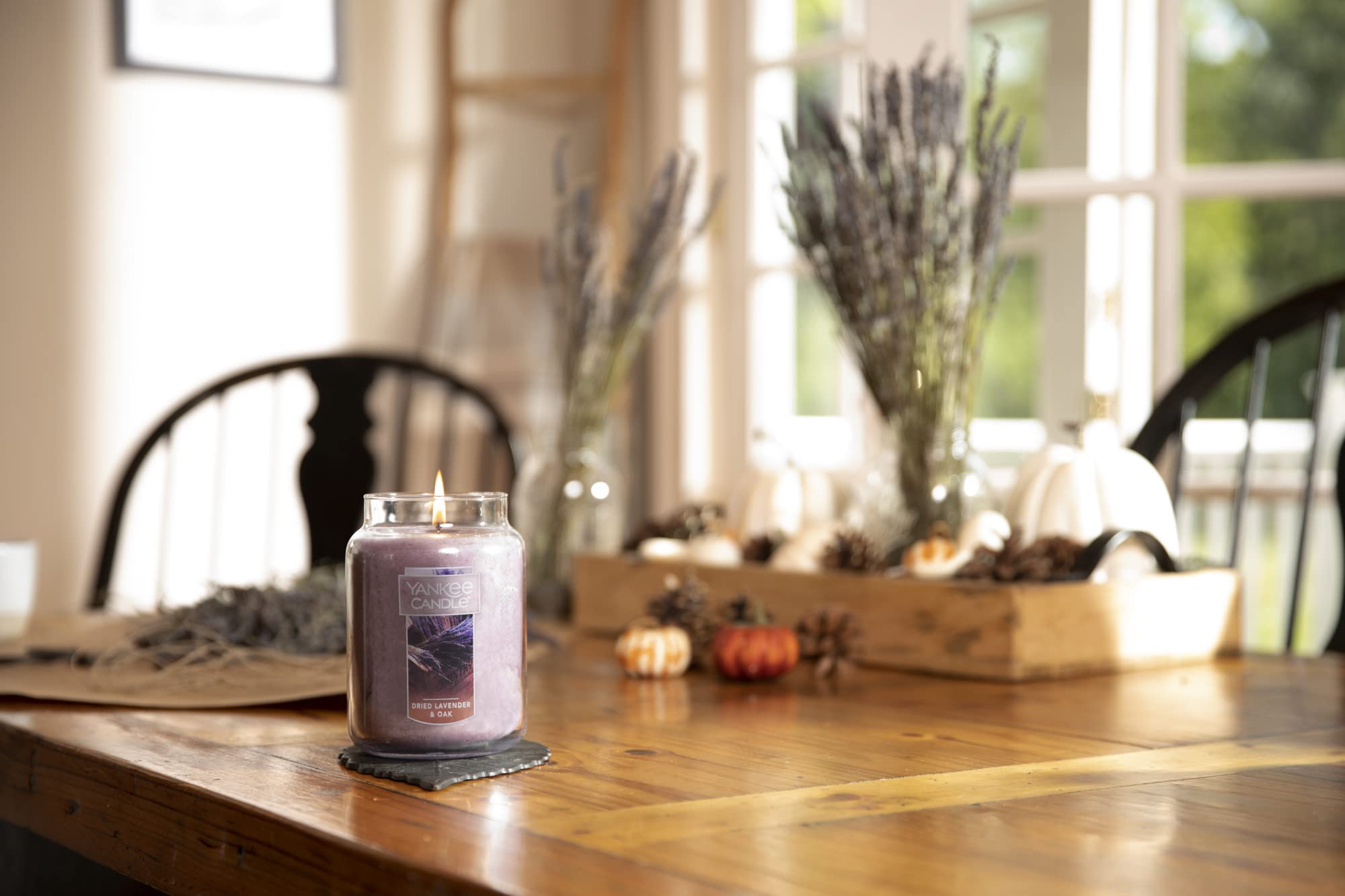 Yankee Candle Dried Lavender & Oak Scented, Classic 22 Oz Large Jar Single Wick Aromatherapy Candle, Over 110 Hours of Burn Time, Ideal for Creating a Welcoming Home, Perfect for Gifting