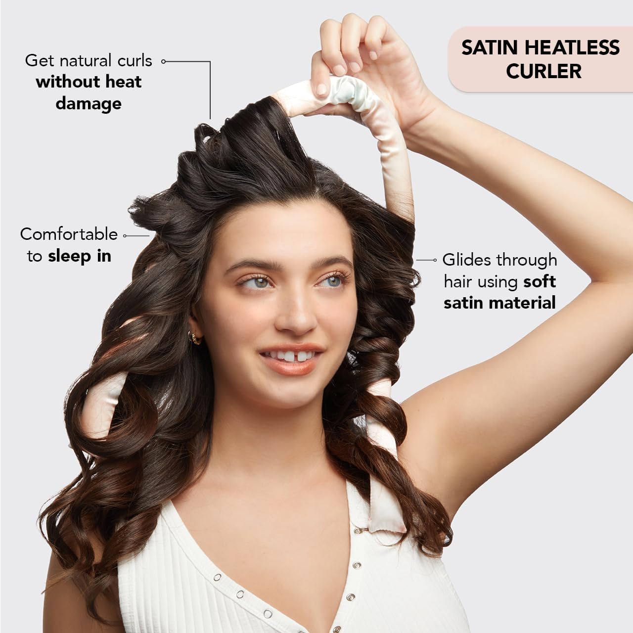 Kitsch Satin Heatless Curling Set - Overnight Hair Curlers to Sleep in, Heatless Curls, Heatless Hair Curler Overnight Curls, Heatless Curling Rod Headband, No Heat Soft Curlers to Sleep in - Sunset