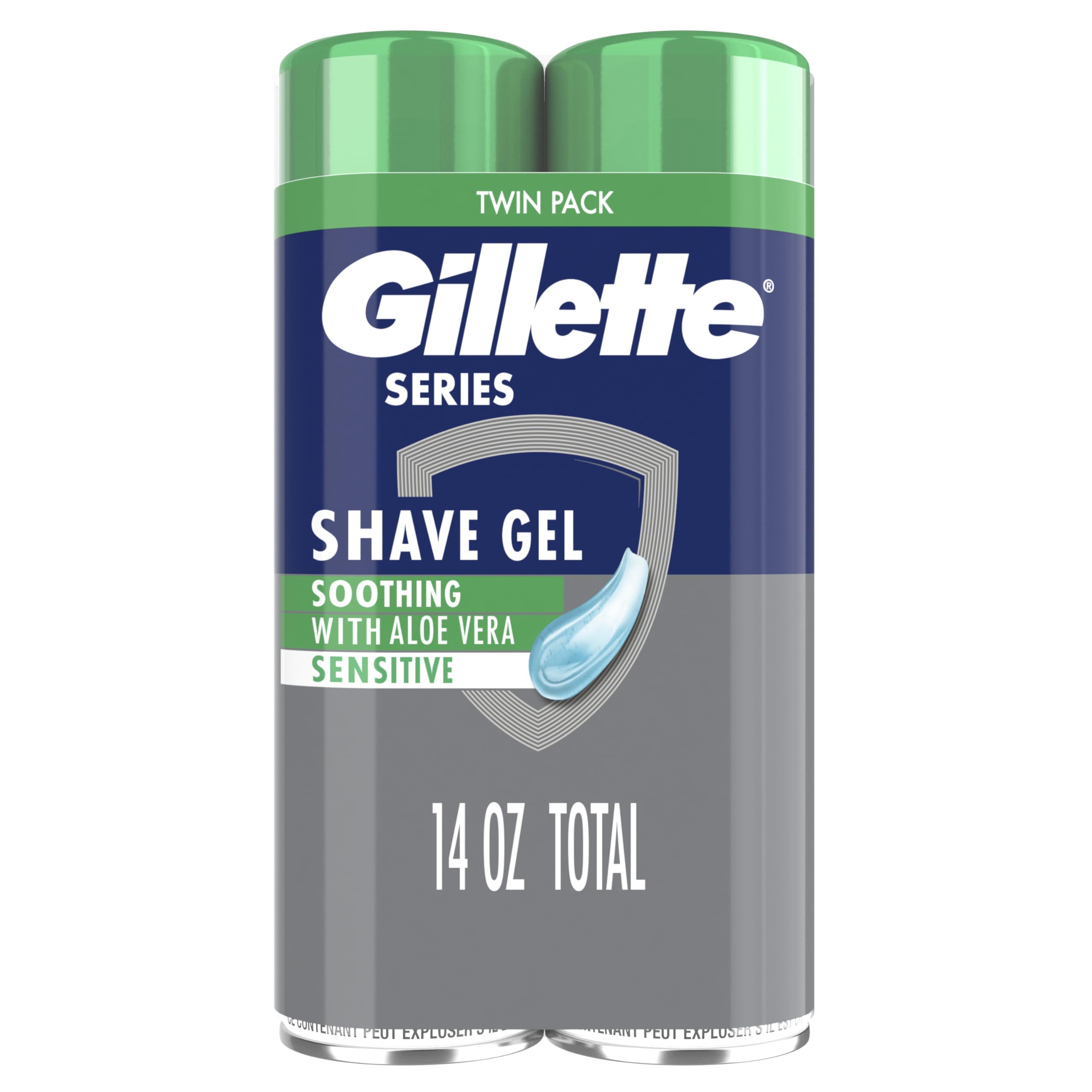 Gillette Series 3X Action Shave Gel, Sensitive Twin Pack, 7 Oz (Pack of 2)