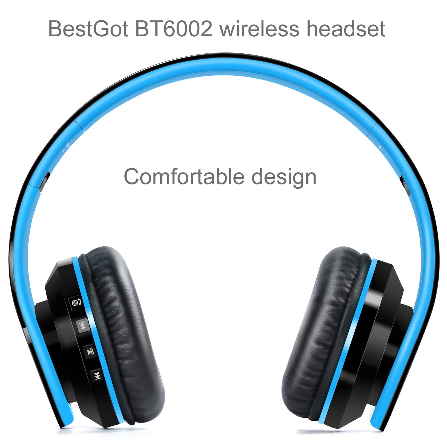 BESTGOT Kids Bluetooth Headphones BT6002 Wireless Headphones for Kids Children Adults for School Foldable Headset for 18 Hours for PC/Phone/Tablets/TV (Black/Blue)