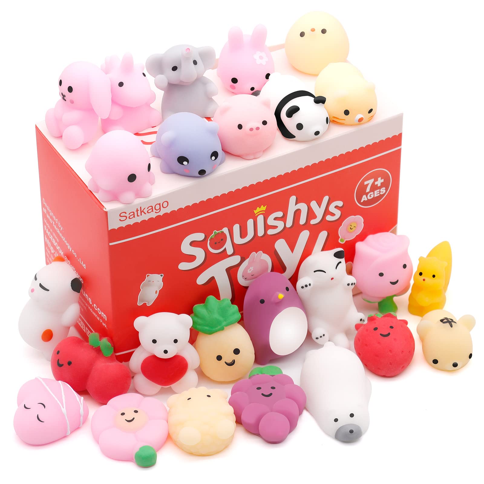 Satkago Mochi Squishys Toys, 25pcs Mini Kawaii Squishies, Easter Basket Stuffers Easter Egg Fillers, Easter Gifts for Kids, Party Favors Supplies for Encanto Birthday for Kids Teens Adults