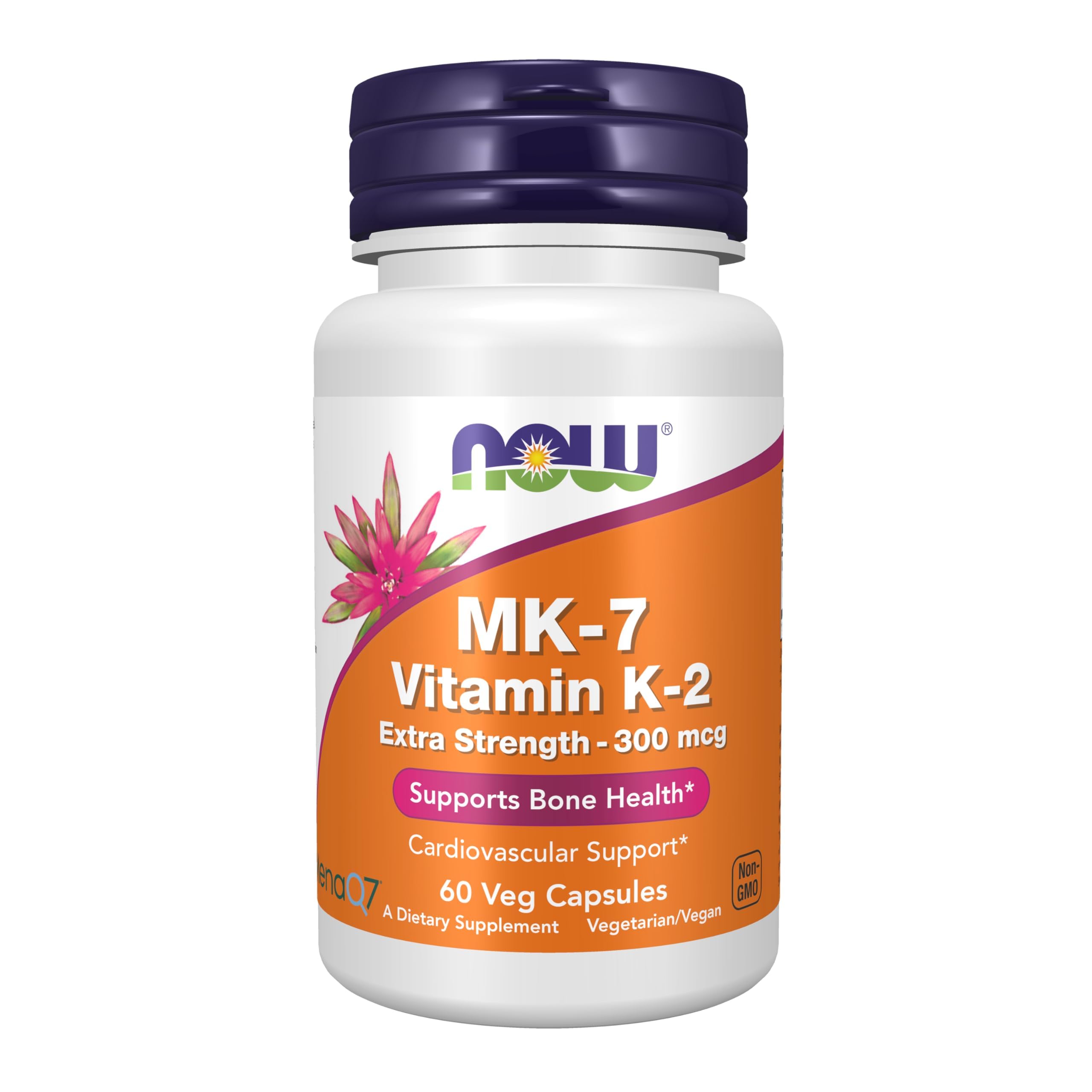 NOW Supplements, Vitamin K2 (MK-7) 300 mcg, Extra Strength, Supports Bone Health*, 60 Veg Capsules