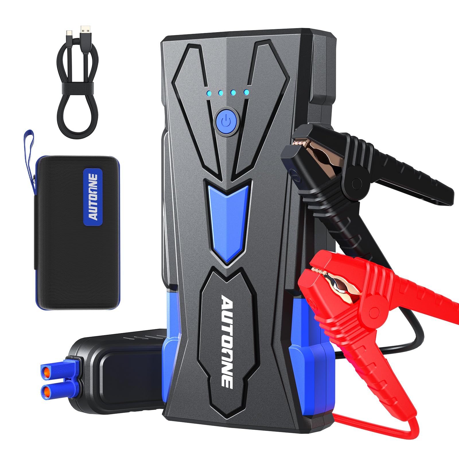 AUTOONE Car Battery Jump Starter, 4500A Peak Current Car Battery Jumper Starter Portable Up to All Gas & 8.0L Diesel Engine Jump Box with USB Output, Storage Case, LED Light