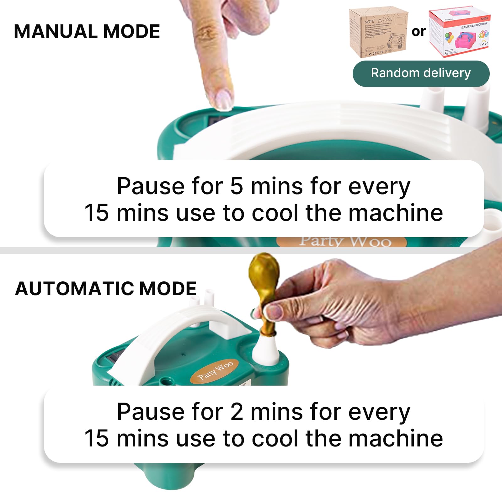 PartyWoo 110V 600W Electric Balloon Pump, Portable Balloon Inflator, Dual Nozzle Air Pump for Balloon Garland