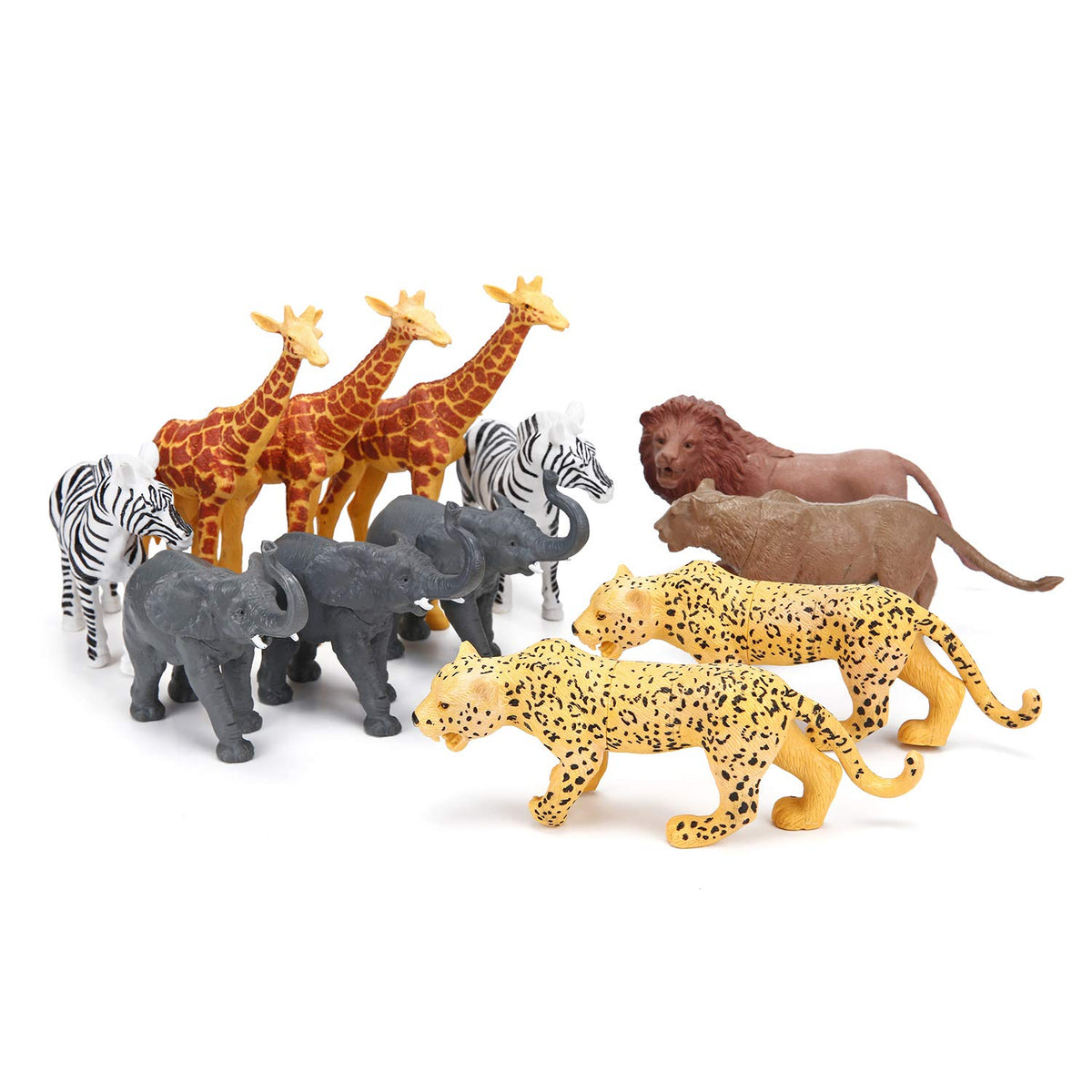 Jumbo Safari Animal Figurines, 12 Piece African Jungle Zoo Set, Realistic Elephant, Giraffe, Lion Toys for Toddlers, Kids Birthday