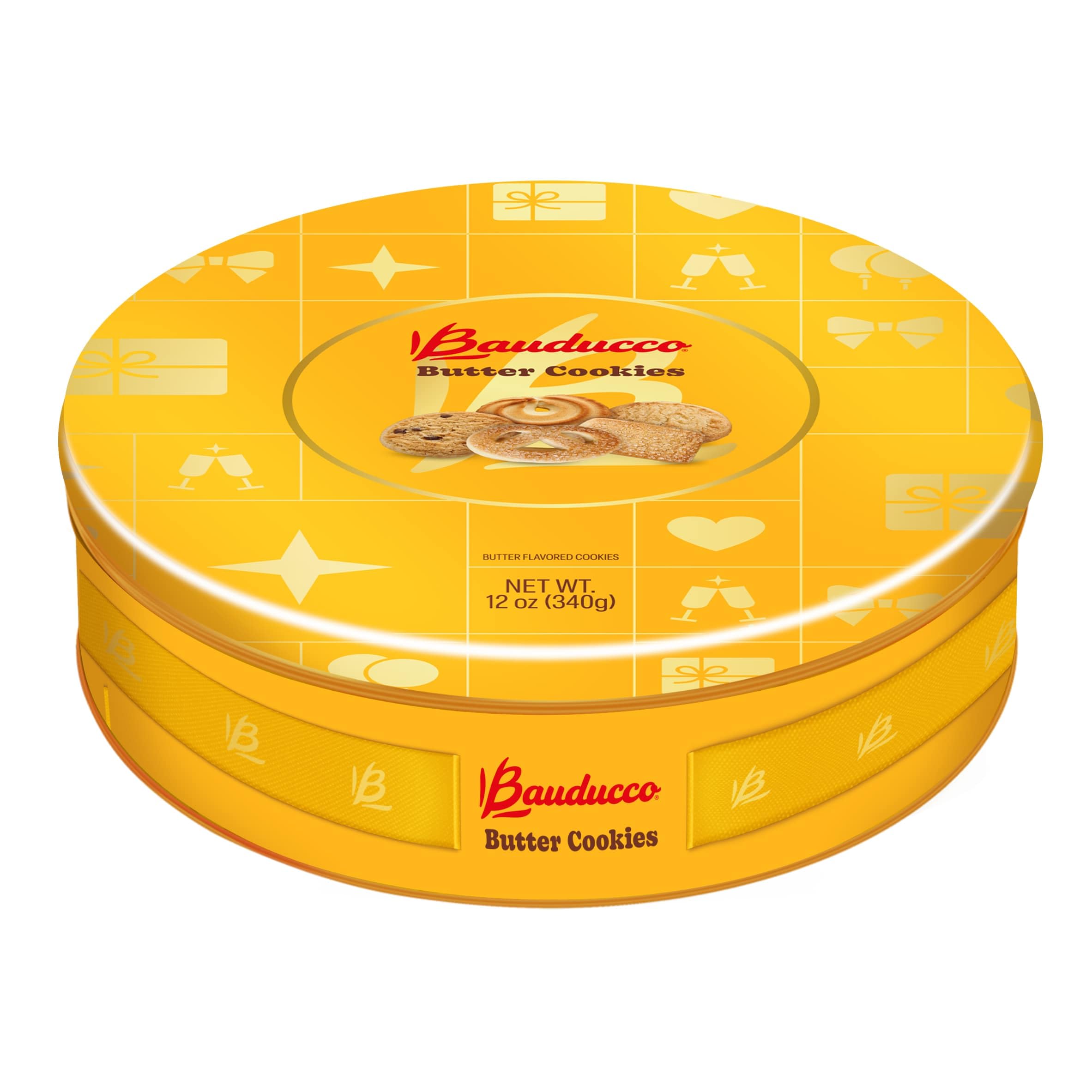 Bauducco Assorted Butter Cookies Tin, 12 oz (Pack of 1) – Traditional Danish Shortbread Style Cookies, Perfect Holiday Gift or Sweet Snack Treat - No Artificial Colors