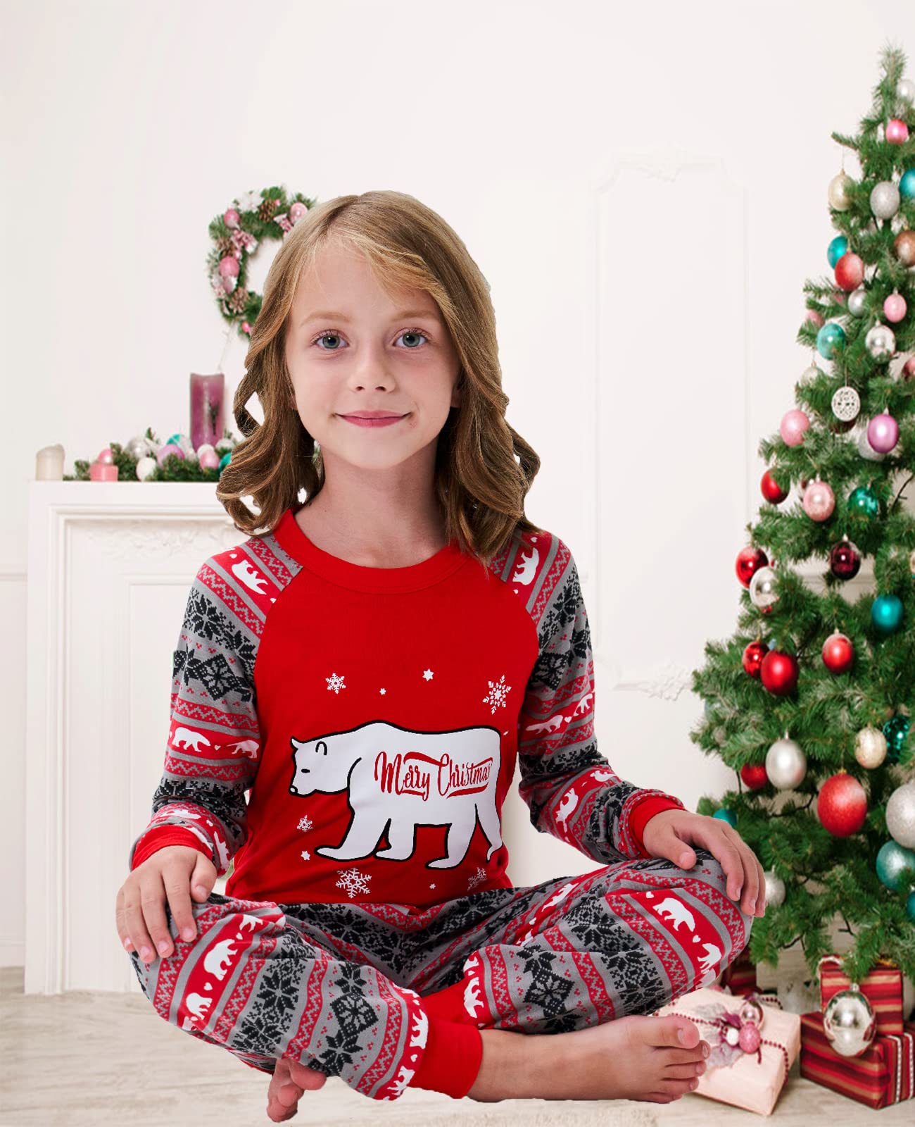 Demifill Family Matching Pajamas Christmas Bear Pajamas Holiday Sleepwear Sets Women Size S Red