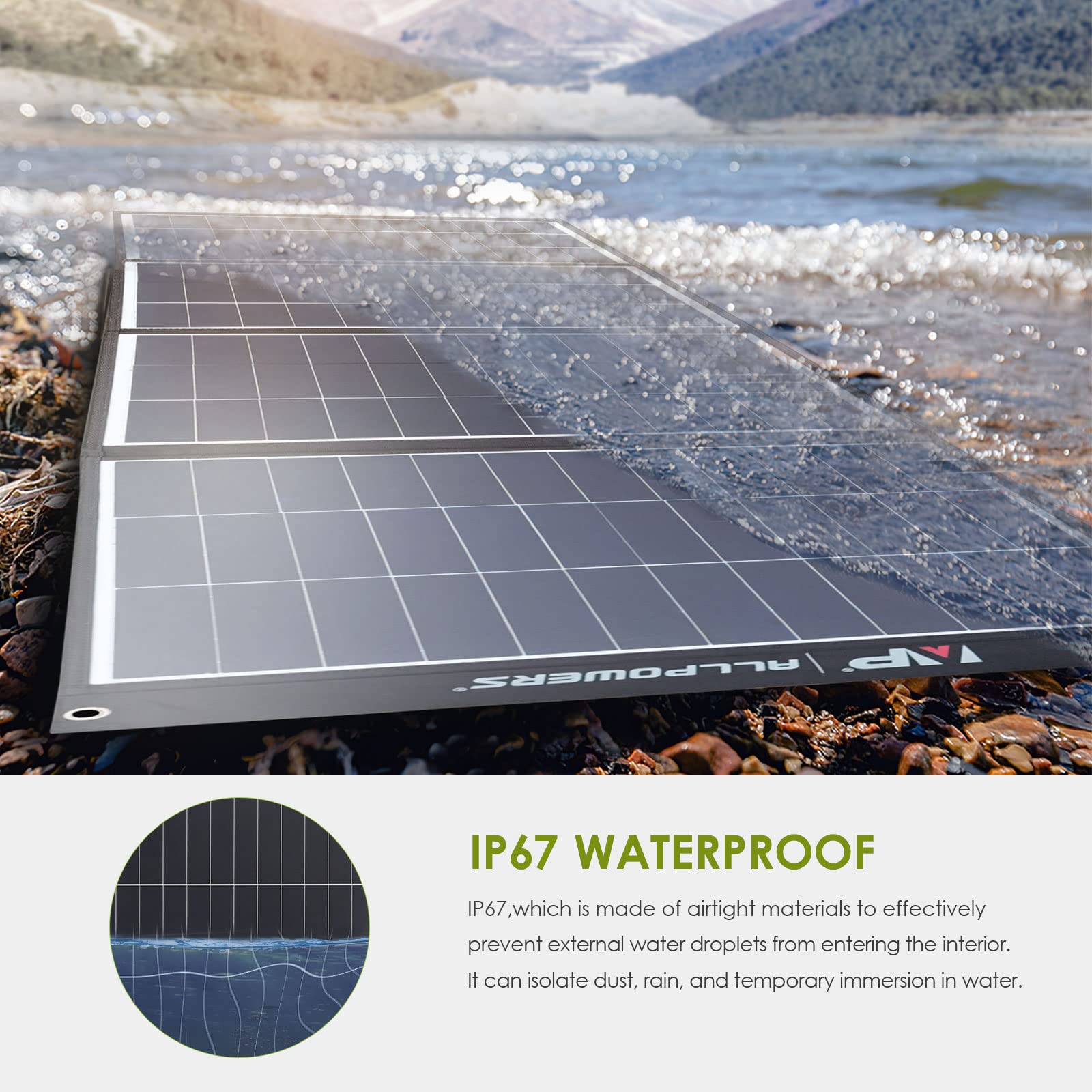 ALLPOWERS SP035 200W Portable Solar Panel Charger Monocrystalline Foldable Solar Panel Kit IP67 Waterproof Solar Power Battery for RV Solar Generator Outdoor Camping Off Grid Van
