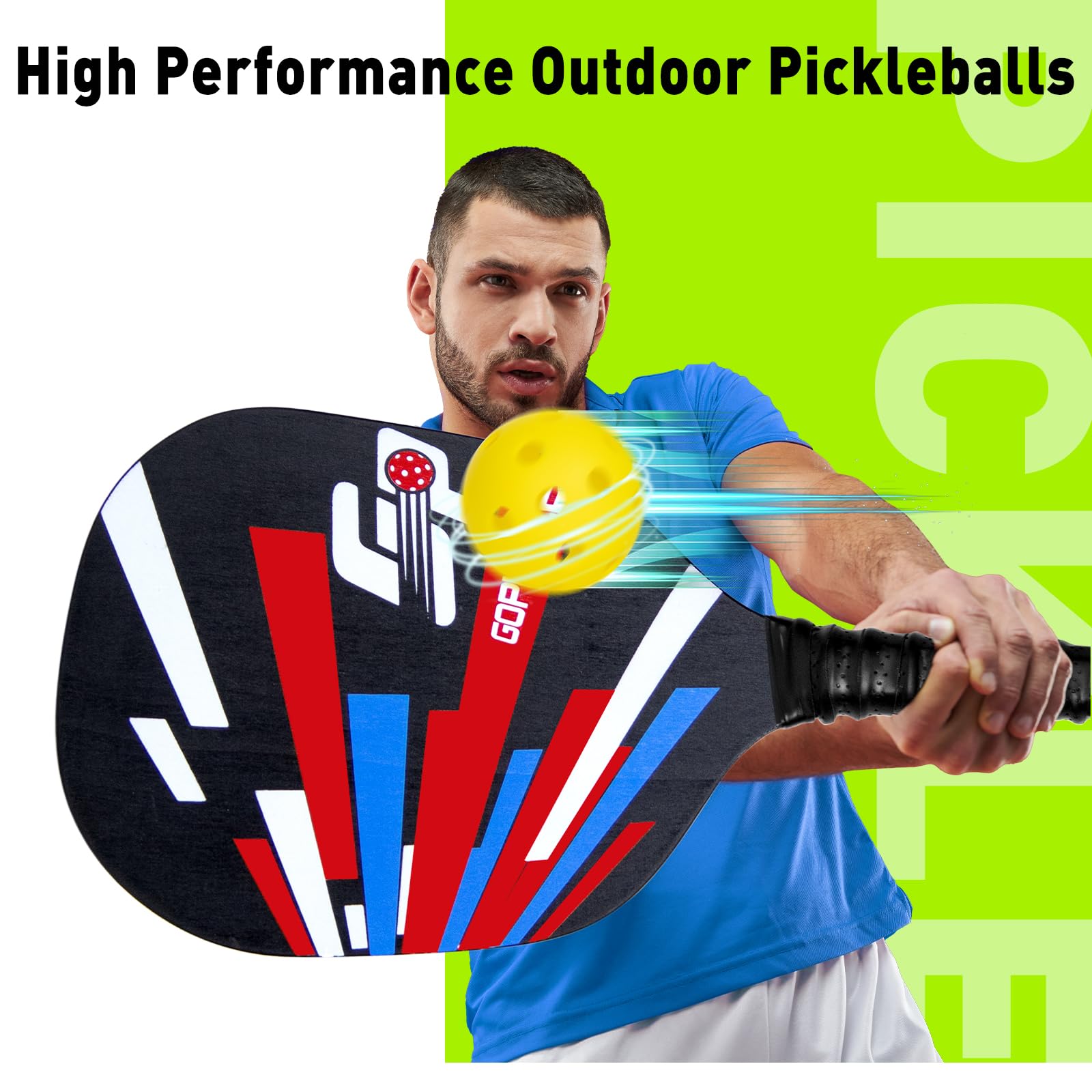 GoPickle 12Pack Pickleball Balls Indoor & Outdoor, 40 Holes Pickle balls Meet USAPA Standards, High Bounce, Good for Practice, Durable, Excellent Visibility, Perfect for Beginners and Players