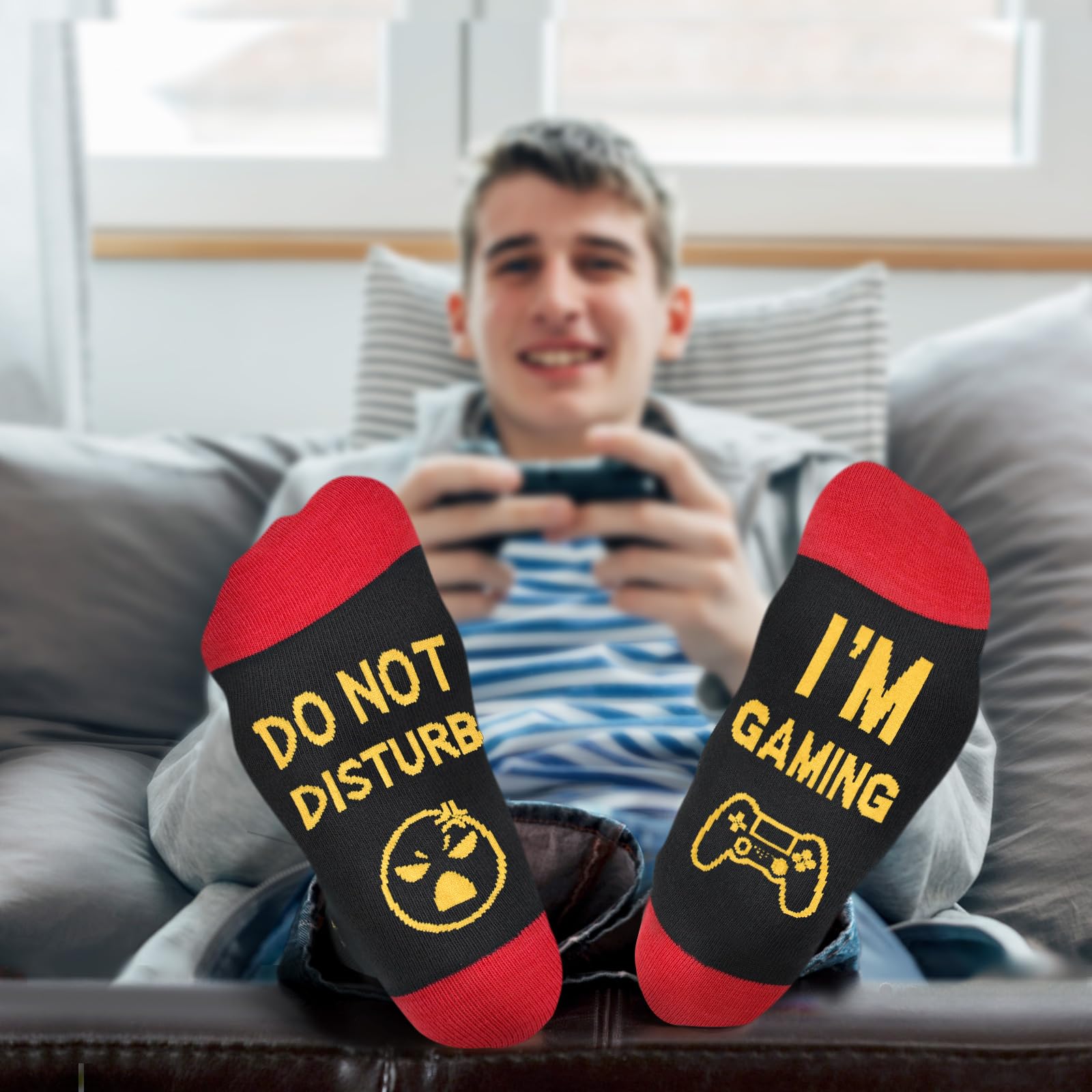 Dealswin Do Not Disturb I'm Gaming Socks, Funny Gamer Gifts for Teen Boys Game Socks Christmas Gifts Ideas For Teenage Boys