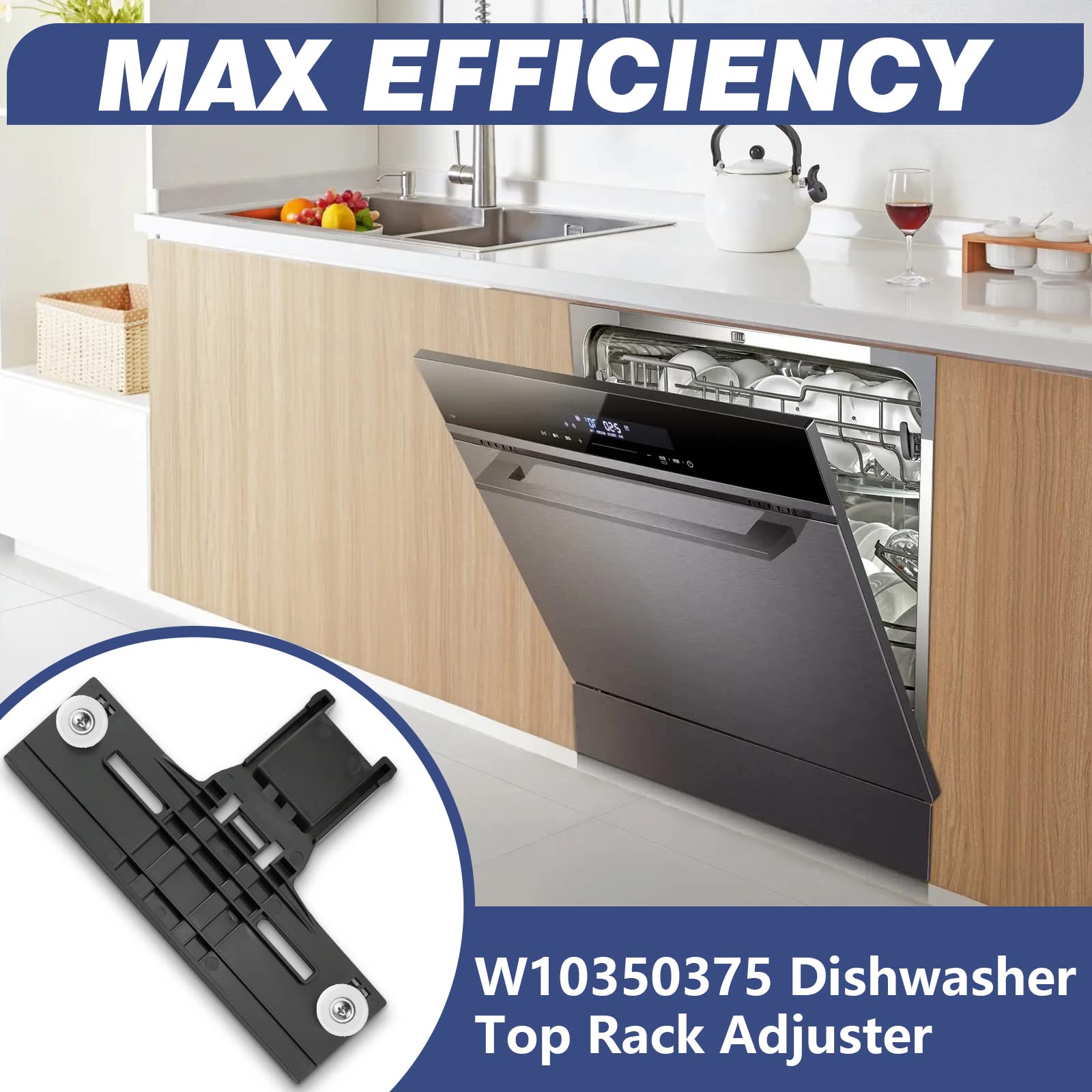 Funmit Upgraded W10350375 Dishwasher Top Rack Adjuster Replacement for kenmore Whirlpool Dishwasher Parts WDT970SAHZ0 WDT730PAHZ0 WDTA50SAHZ0 Compared to Part # W10712395 AP5957560 3516330, 2 Pack