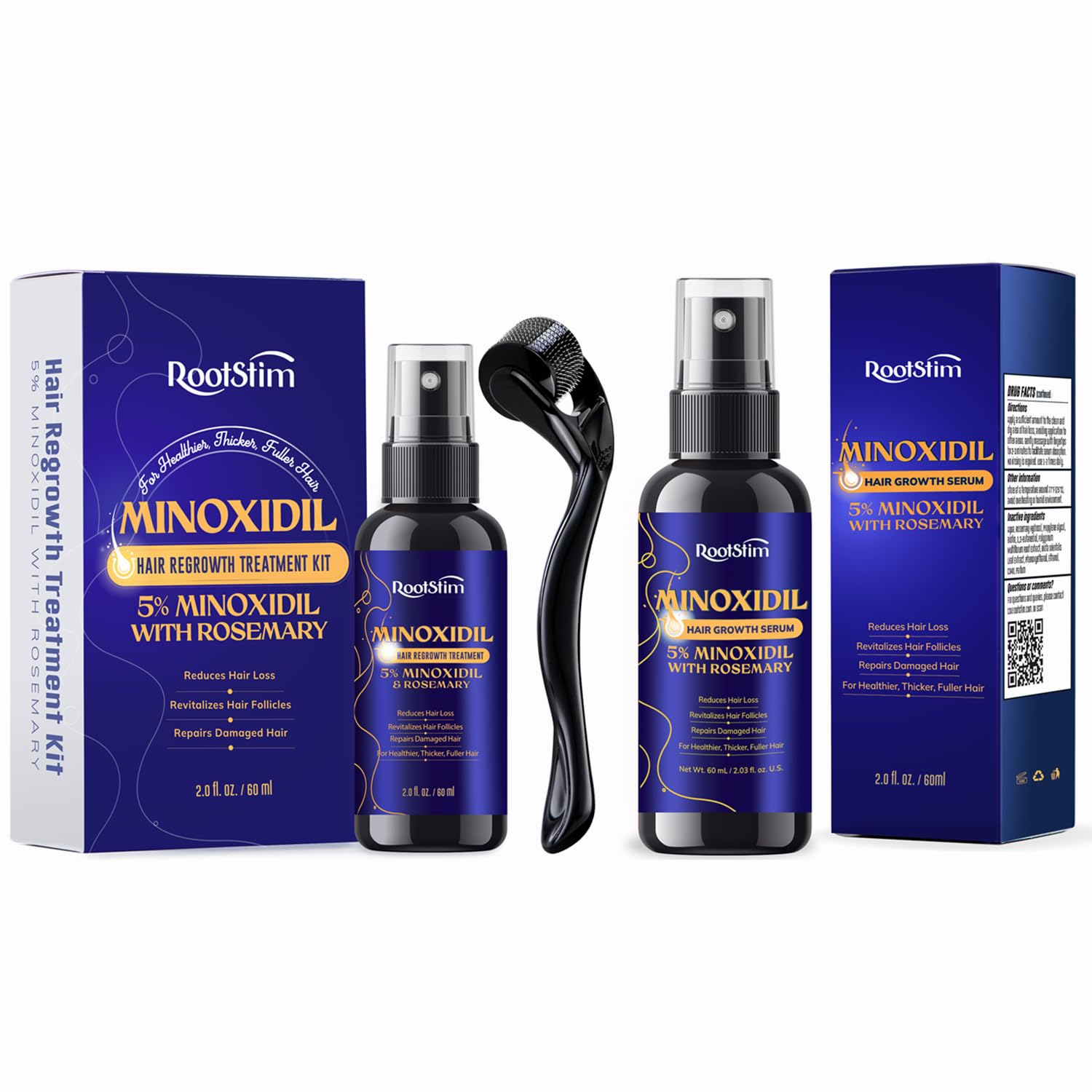 5% Minoxidil Hair Regrowth Bundle for Men and Women – Supports Thicker, Fuller Hair & Beard – 120 mL