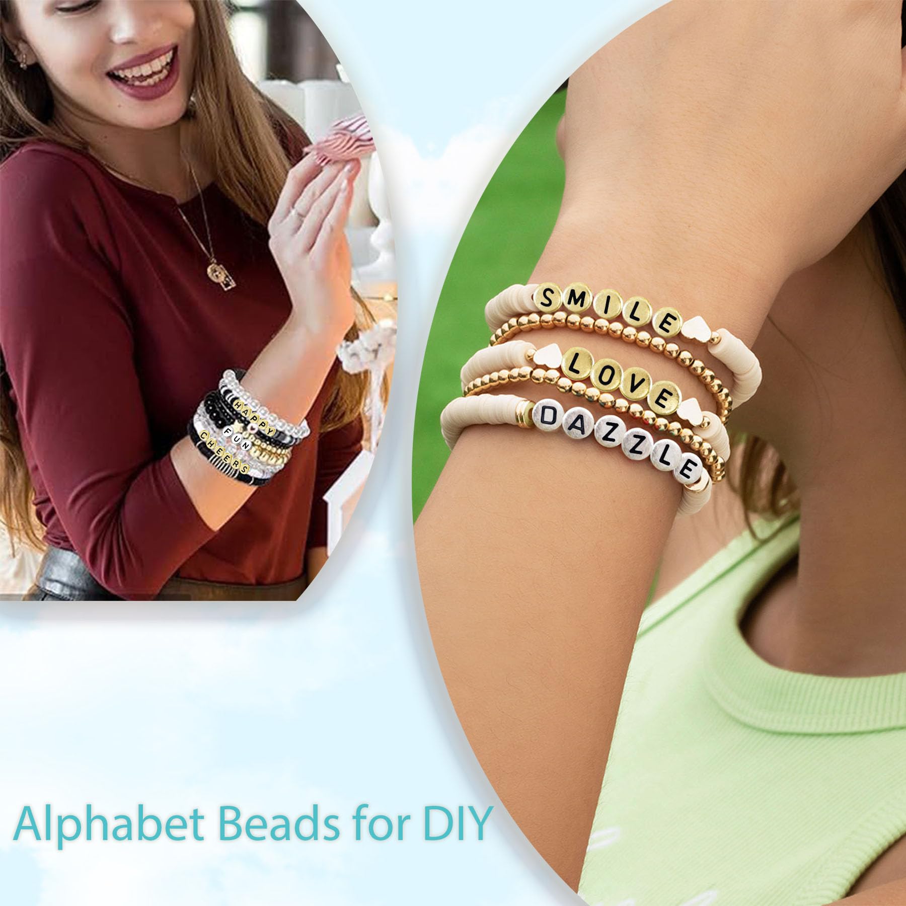 Yiizzxin 200Pcs Round Ancient Silver Letter T Beads,4x7mm Flat Letter-T Bead for Bracelets,Alphabet Beads for Jewelry Making DIY Necklaces Crafts Supply(Silver-T)