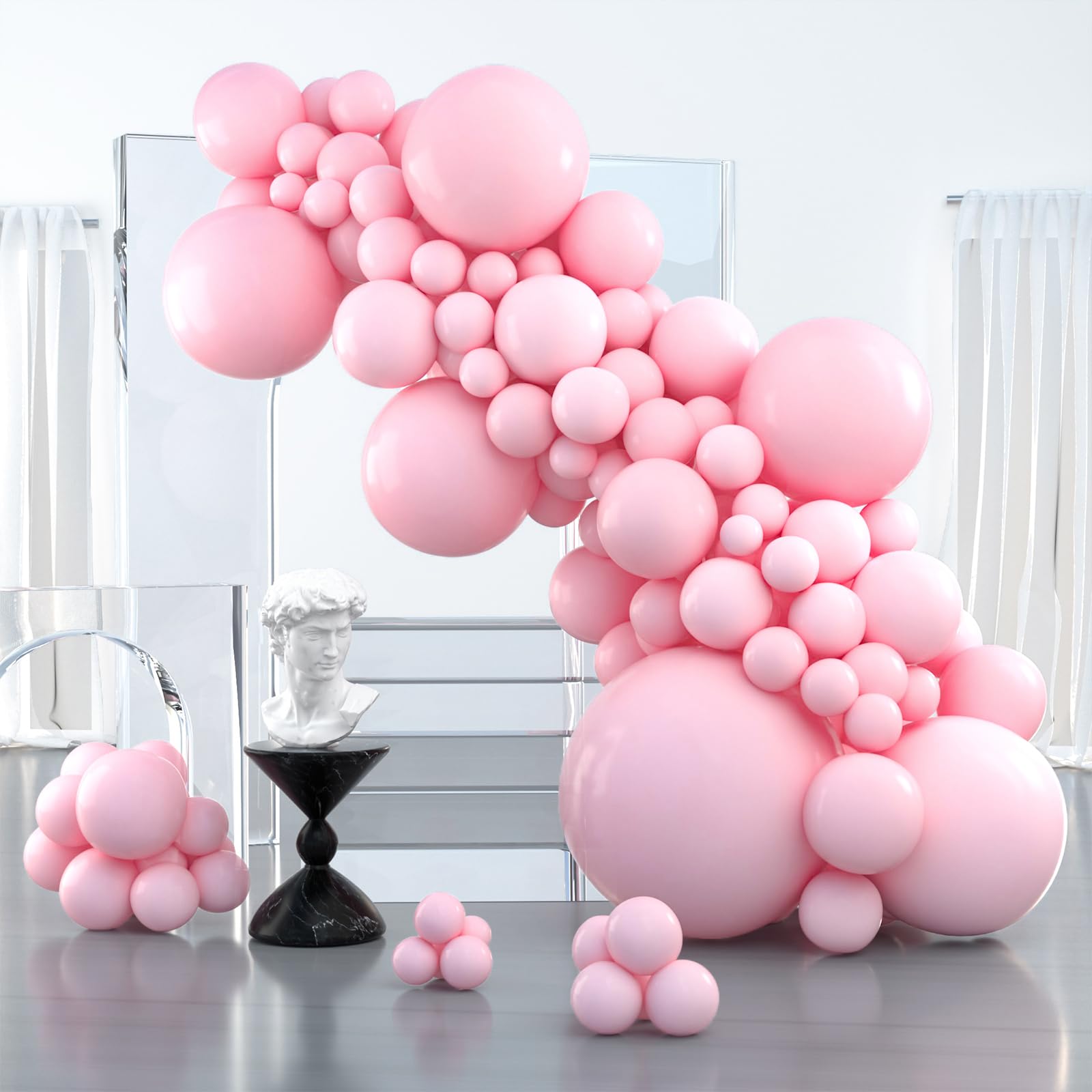 PartyWoo Light Pink Balloons 127pcs Different Sizes of 36 18 12 10 5 Inch Pastel Pale Baby Pink Balloon Arch Kit for Baby Shower Bachelorette Bridal Shower Birthday Party Decorations Pink-Y48