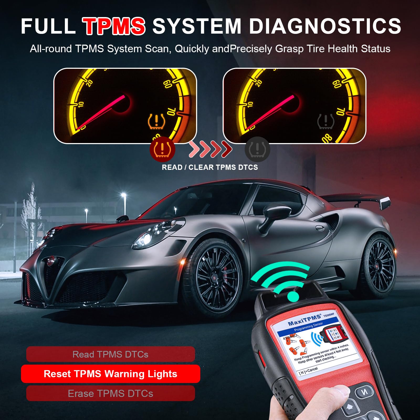 Autel MaxiTPMS TS508WF TPMS Programming Tool Lifetime Free Updates 2024 WiFi Ver. Upgrade of TS508 TS501 TS408 Activate/Relearn/Reset/Diagnosis All Sensors, Program MX Sensors, Read/Clear TPMS DTCs