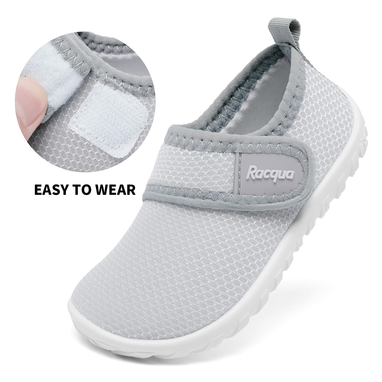 Racqua Toddler Pool Girls Beach Quick Dry Water Shoes Pool Swimming Shoes Beach Boys Slip On Shoes Grey 6