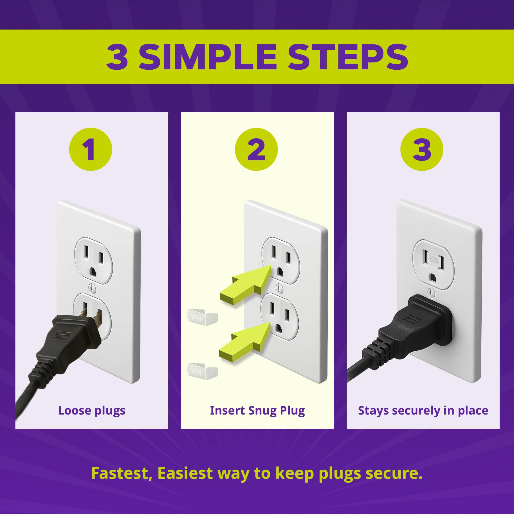 Snug Plug Loose Outlet Plug Fix & Outlet Insert | Prevent Plug from Being Unplugged & Save Money On Electricians – Clear Plastic Plugs for Outlets Keep Loose Plugs Secure – 10-Pack