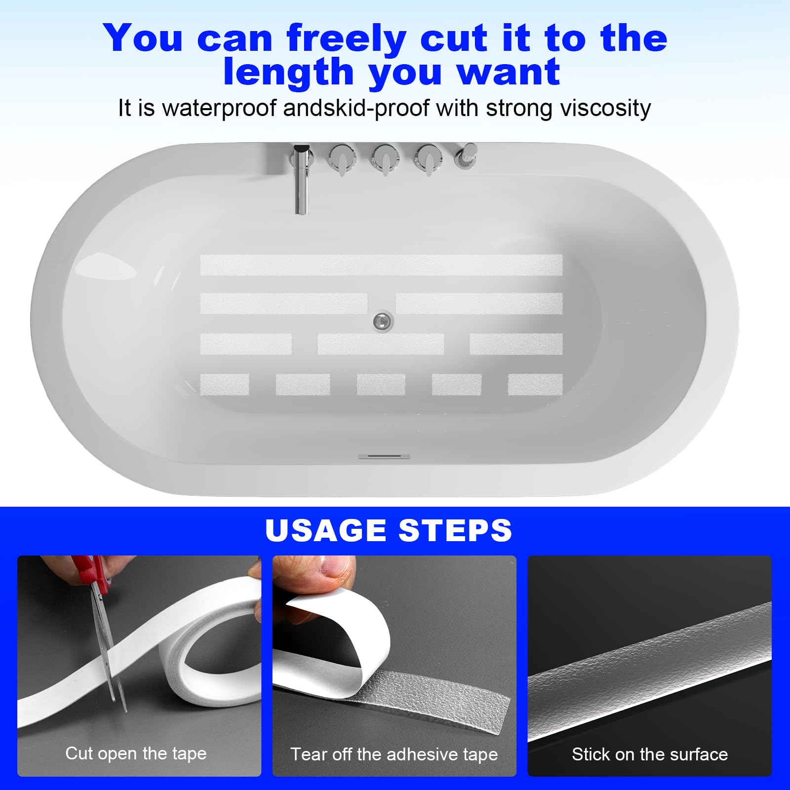PHIXBEAR Anti Slip Shower Stickers, Original Bathtub Non Slip Stickers, Transparent bathroom safety strips for Bath Tub, Shower Floor, Stairs, Ladders