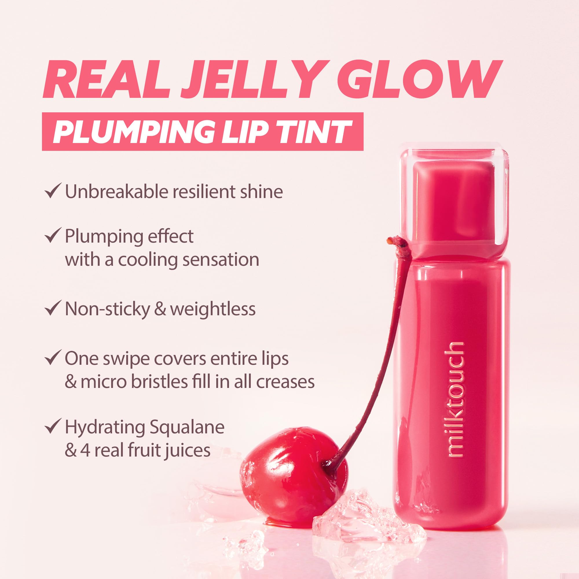 MILKTOUCH Jelly Fit Tinted Glow Tint | Stocking Stuffer | Viral Korean Lip Oil | Hydrating, Long-Lasting Tinted Lip Oil | Radiant Shine, Lightweight, Cruelty-Free | Holiday Gift (03 Cool Time Berry)