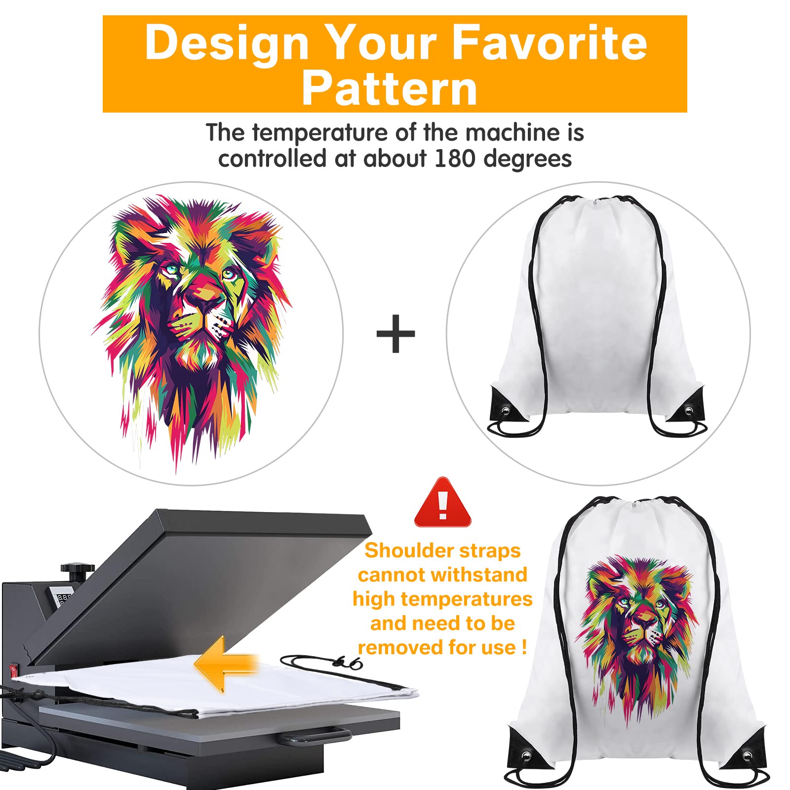Sieral 30 Pcs Blank Sublimation Drawstring Bags Drawstring Backpack Bulk Heat Press Reusable Polyester Sublimation Bags Cinch Sackpack for Gym Sport DIY Craft, White