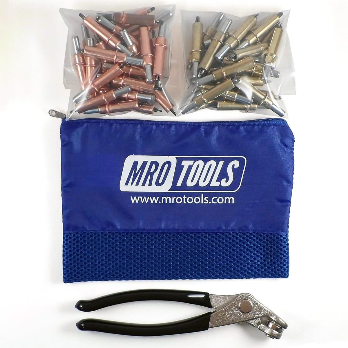 25 1/8 and 25 3/16 Cleco Fasteners + Cleco Pliers + Mesh Carry Bag - Cleco Fasteners Kit (K4S50-1)