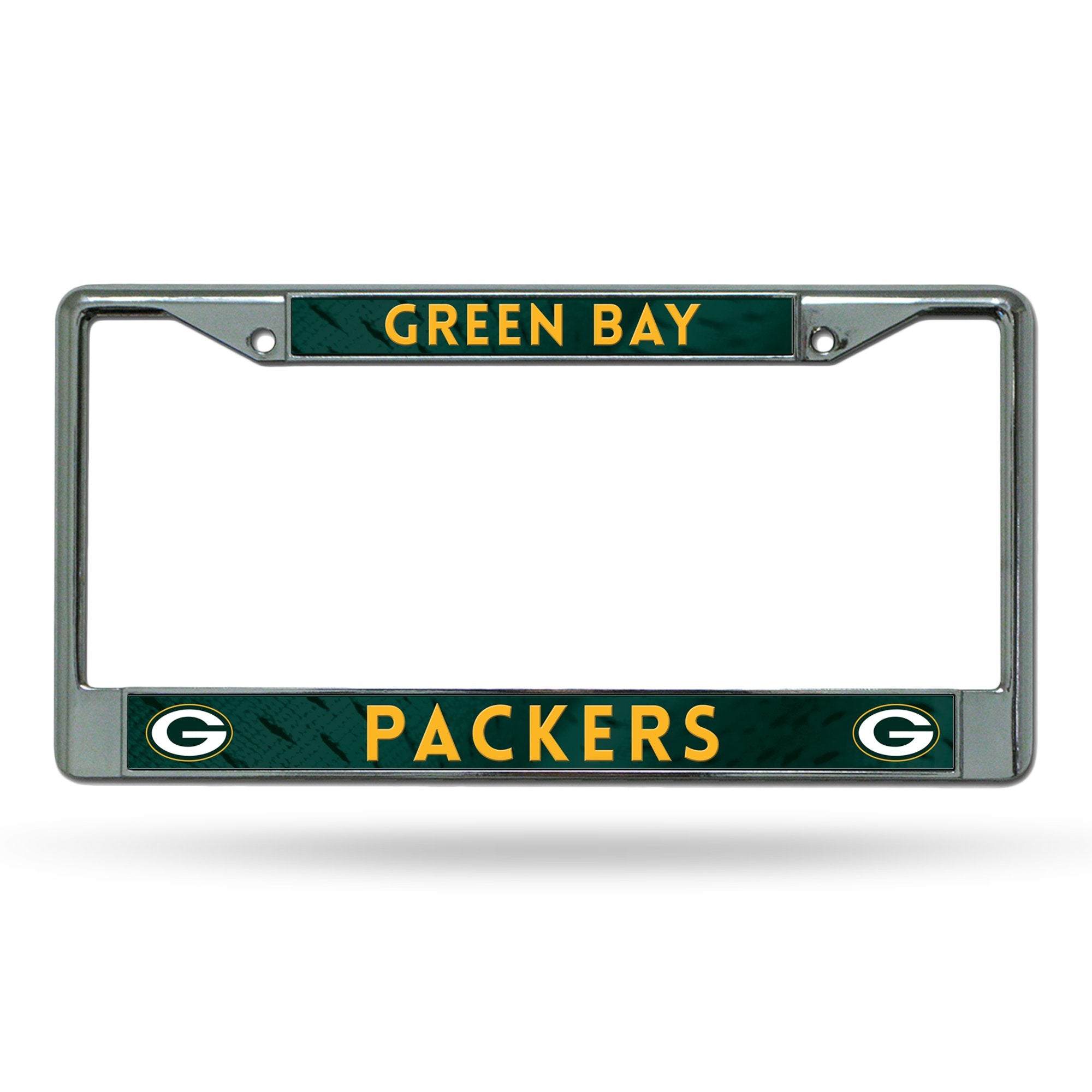 Rico Industries NFL Green Bay Packers 12" x 6" Silver Chrome Frame W' Decal Insert Car/Truck/SUV Auto Accessory
