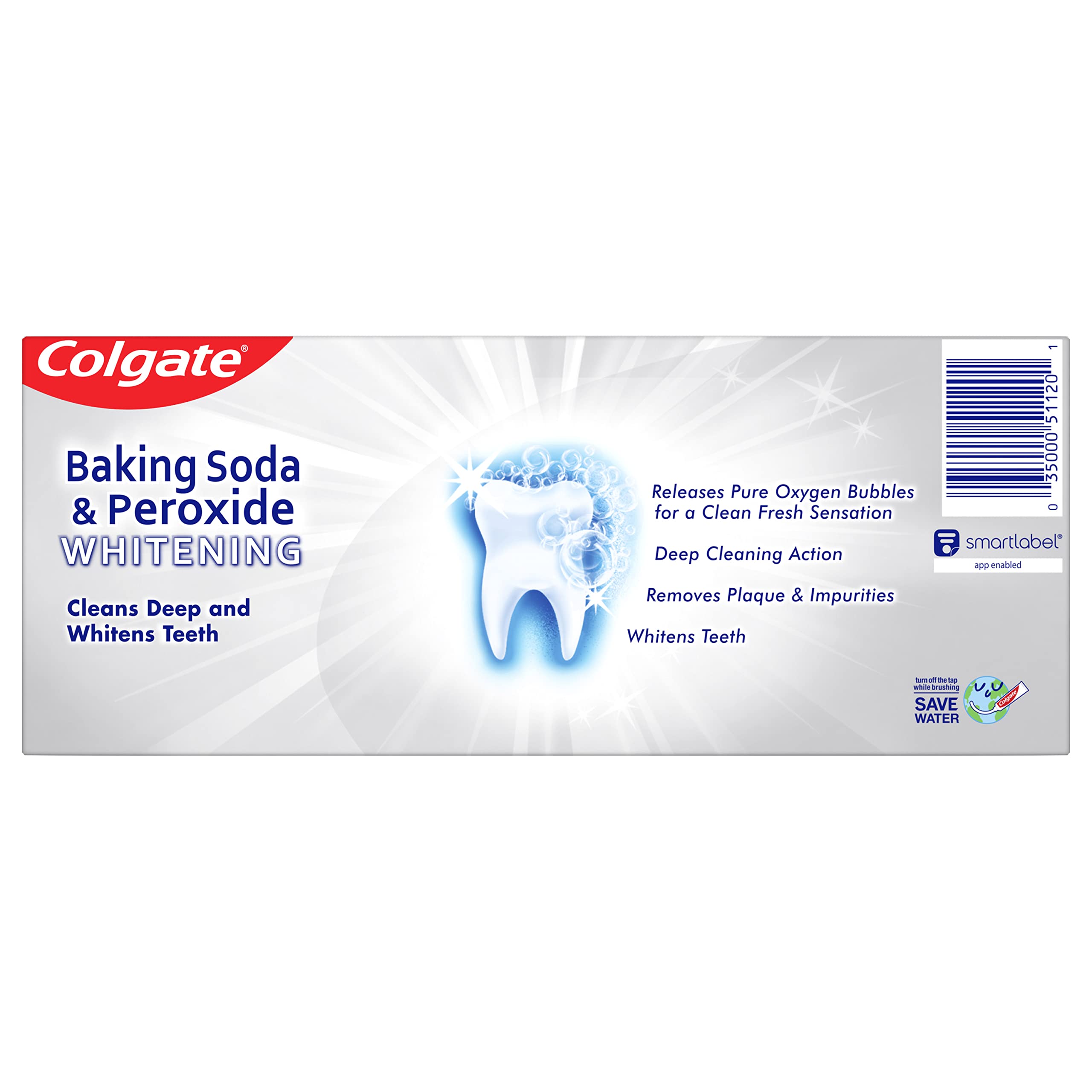 Colgate Baking Soda & Peroxide Toothpaste - Whitens Teeth, Fights Cavities & Removes Stains, Brisk Mint, 6 Ounce (Pack of 2)