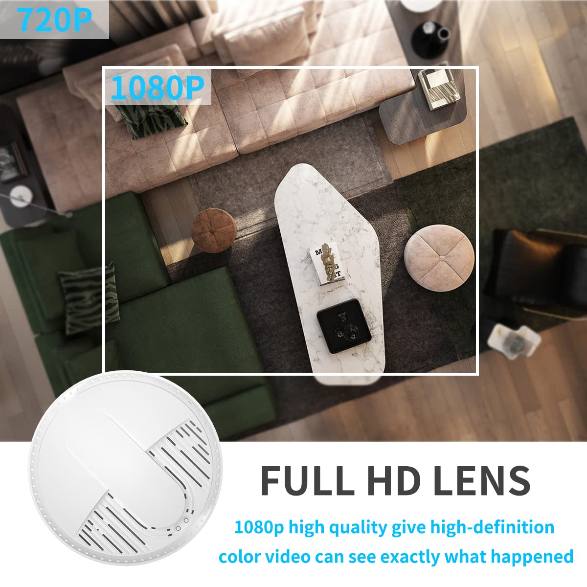 LIZVIE Smoke Detector Camera, HD 1080P WiFi Camera with Night Vision and Motion Detection Surveillance Camera for Home/Office Security