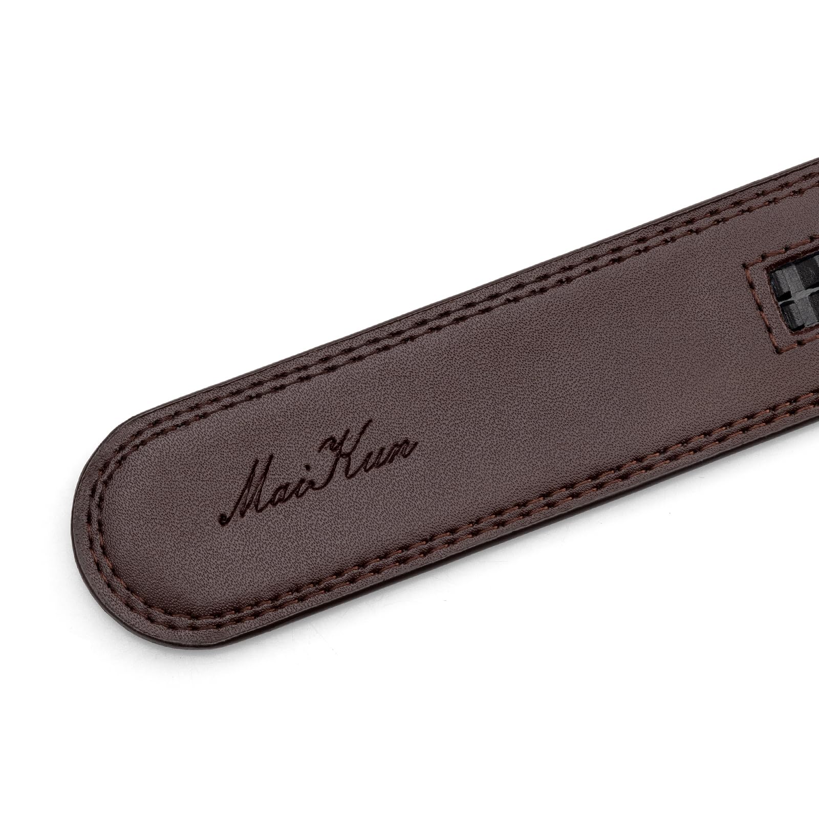 maikun Mens Brown Leather Belt Men, Ratchet Belt Men, Click on Belt, Casual Dress Belt Every Day For Waist Size 31-35"