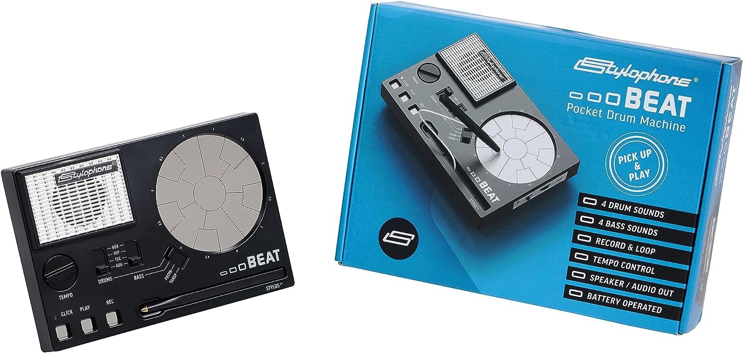Stylophone Beat - Compact Stylus Drum Machine | 4 Drum Kits & 4 Bass Sounds | Rhythm Machine Beat Maker | Drum Loop Machine