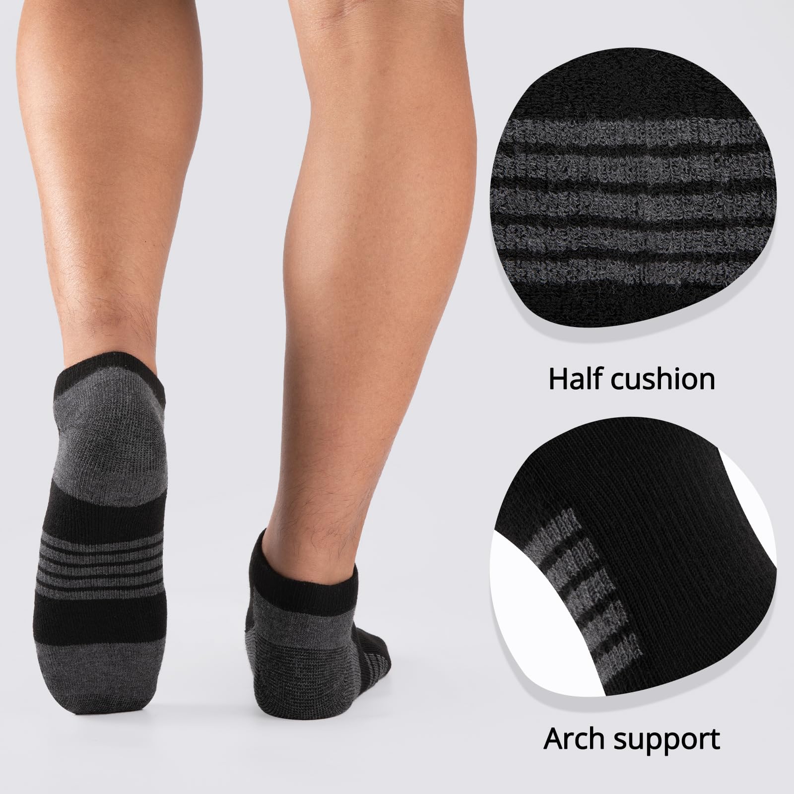 COOVAN 10 Pairs Mens Ankle Socks Men 10 Pack Low Cut Comfort Cushion Casual Socks