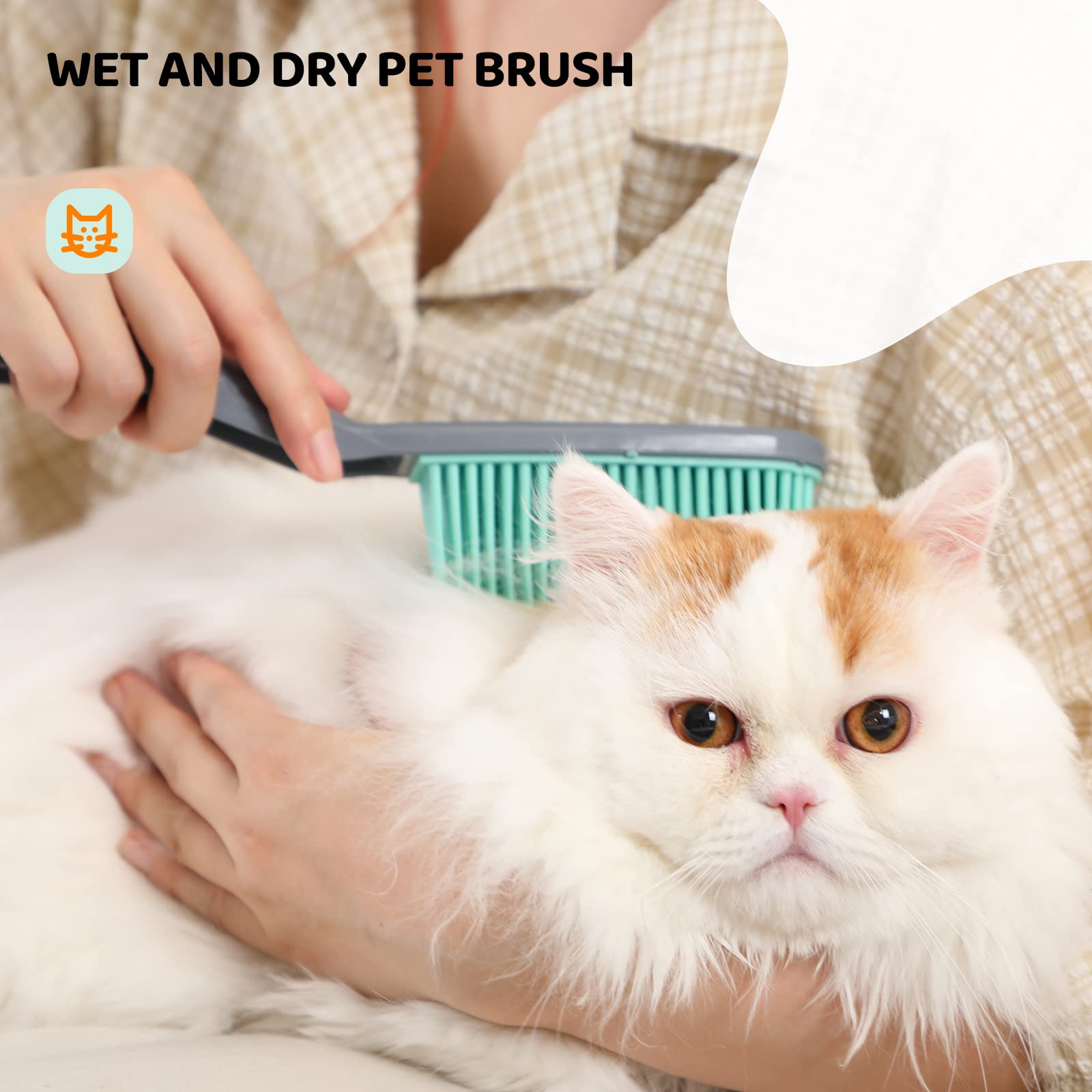 Conliwell Rubber Broom Carpet Rake for Pet Hair, Fur Remover Broom with Squeegee, Portable Detailing Lint Remover Brush (Iron)