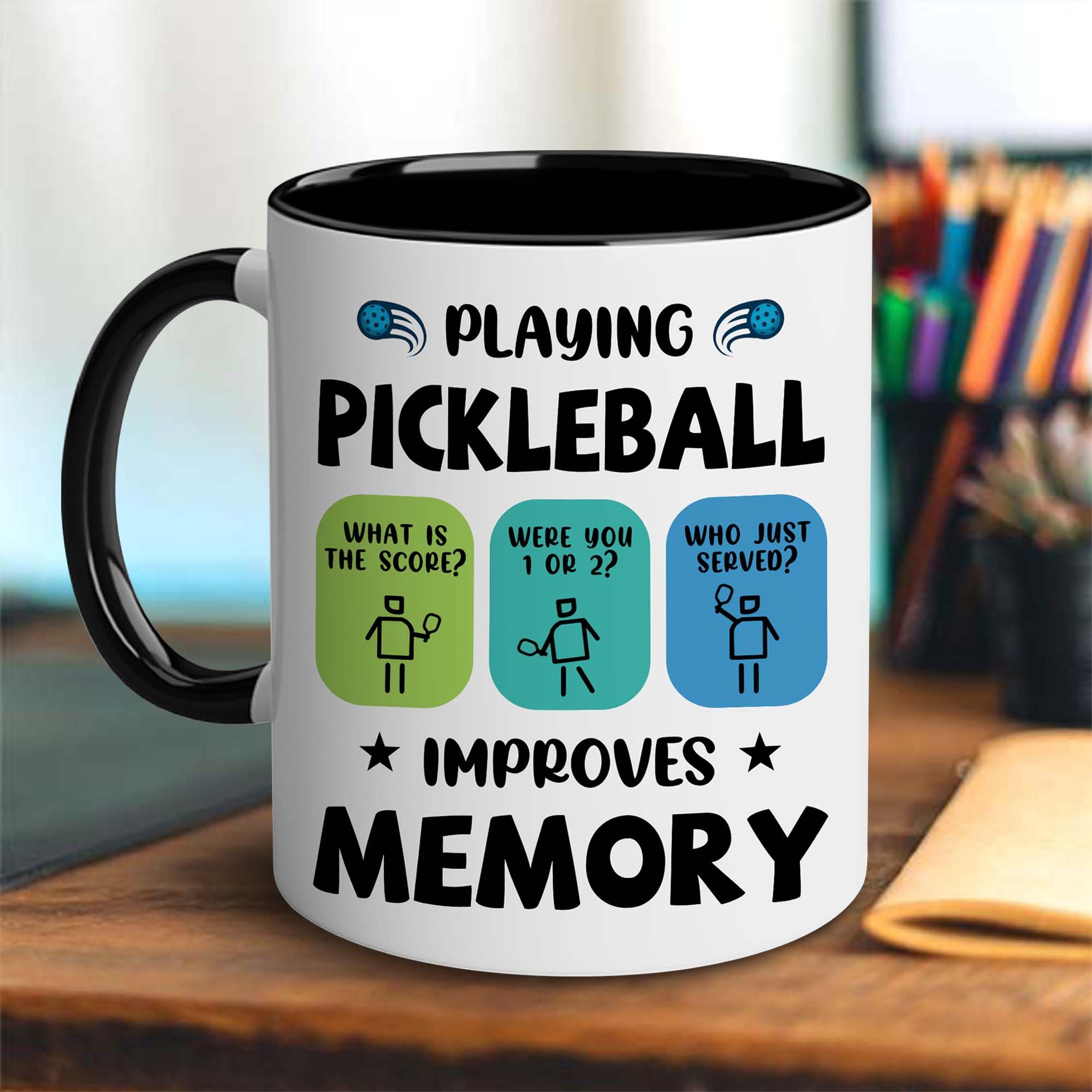 CAYVUSUA Pickleball Gifts - Pickleball Mug - Playing Pickleball Improves Memory Pickleball Ceramic Mug 11 OZ - Pickleball Gifts For Men, Women, Pickleball Lover - Christmas Sport Day Birthday Gifts